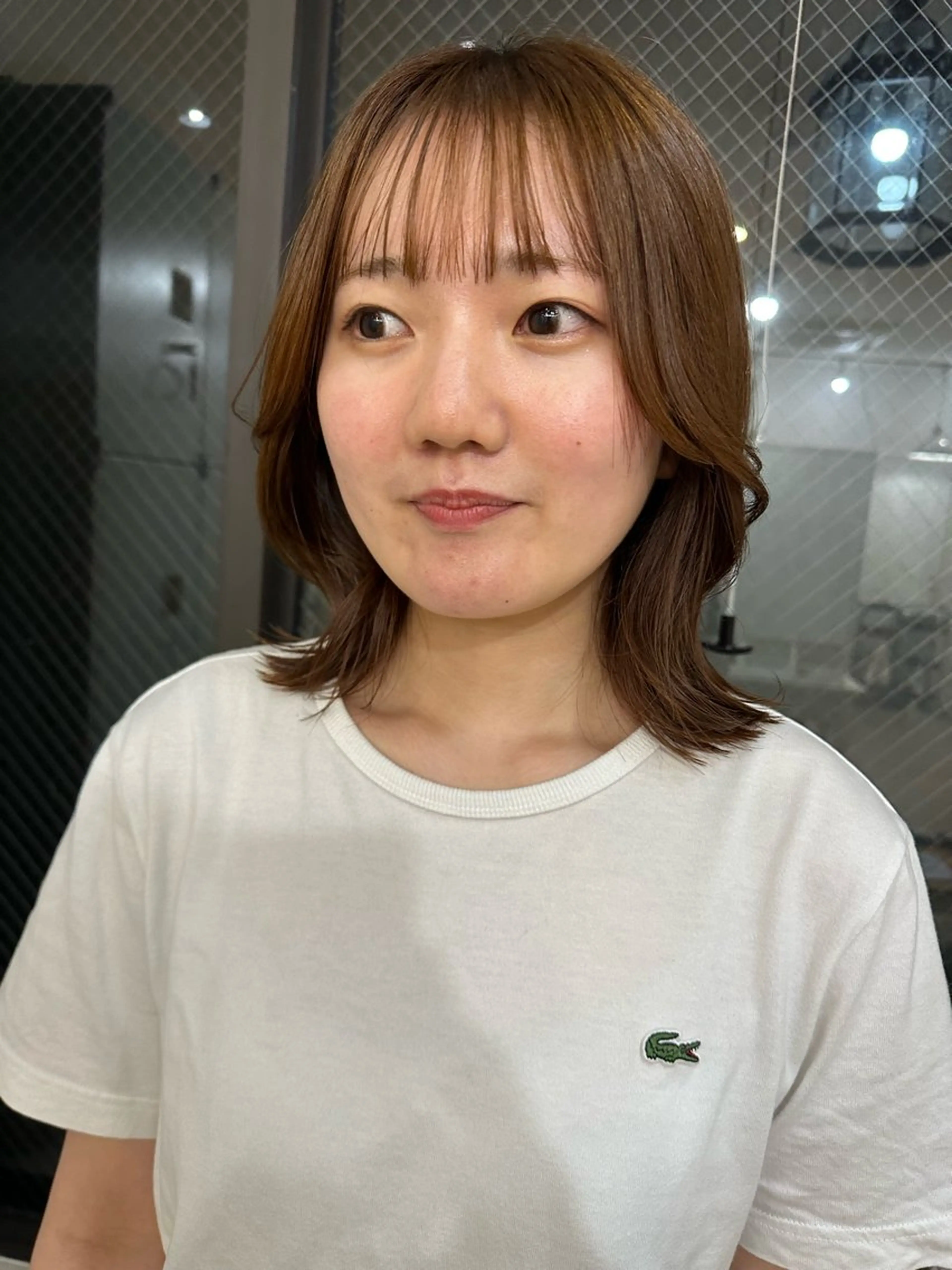 ミディアム 顔周りカット Rinka/レイヤー /透明感カラーのヘアスタイル