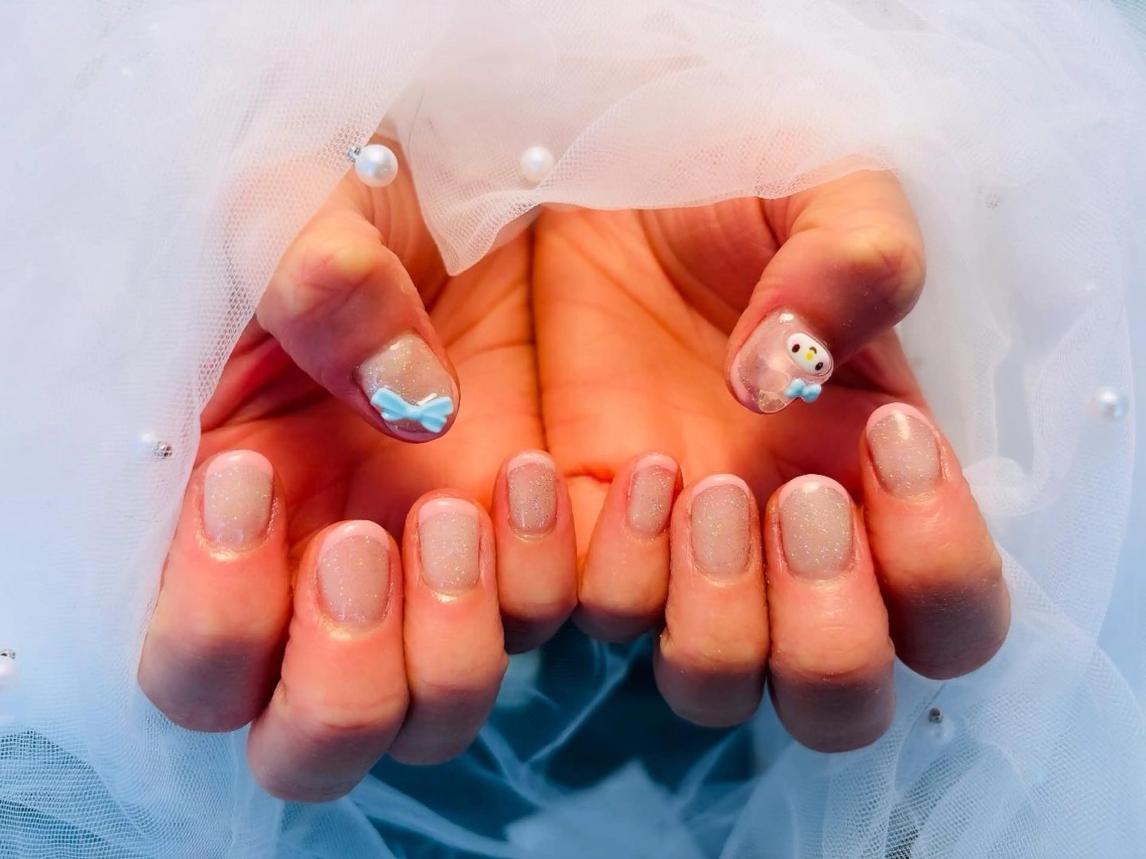 ネイル フラッシュネイル フットネイル フレンチネイル ジェルネイル ガラスフレンチ Nail salon Natulalのネイルデザイン