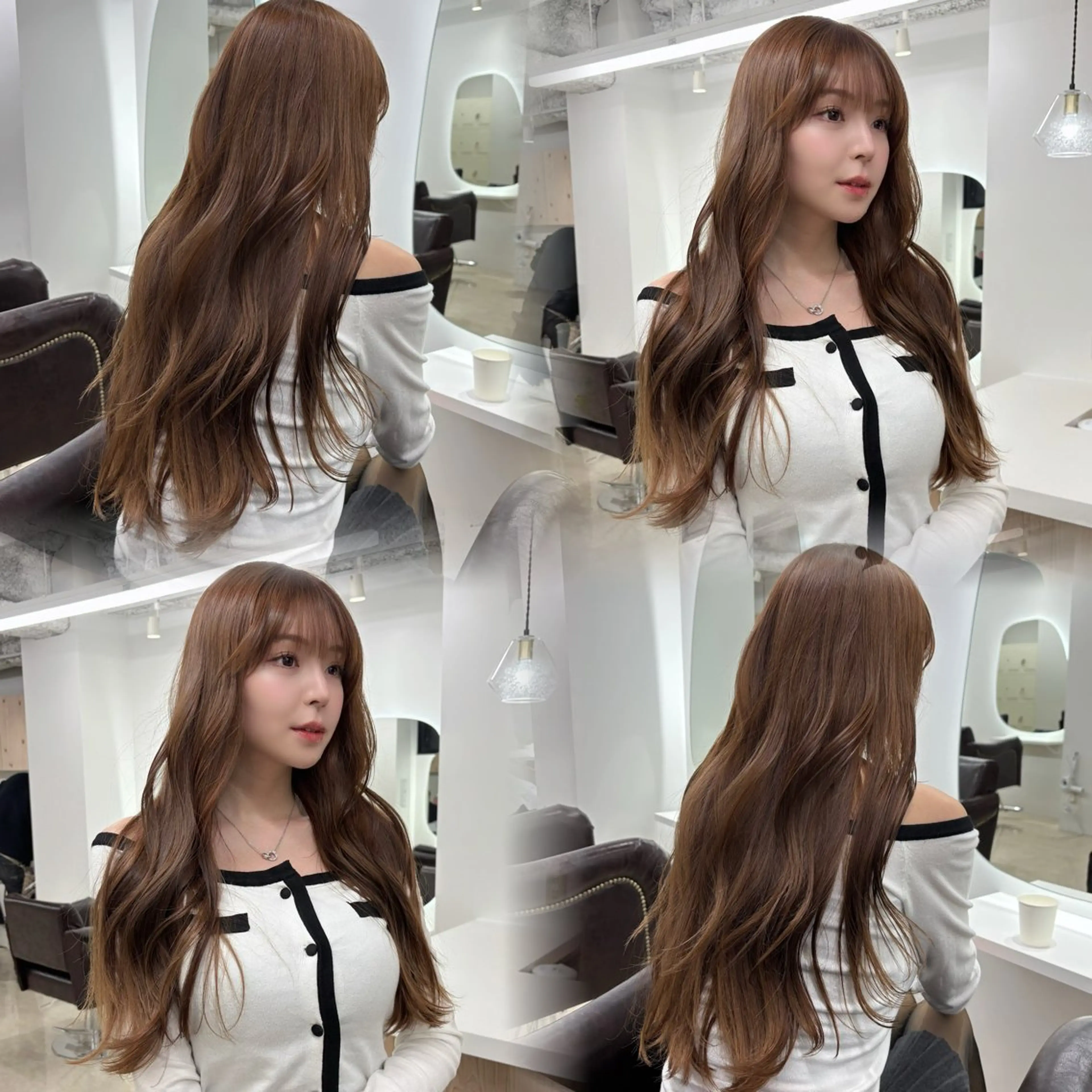 ロング カラー ヘアカラー トリートメント 韓国ヘア/髪質改善/ レイヤー/ブラウンのヘアスタイル