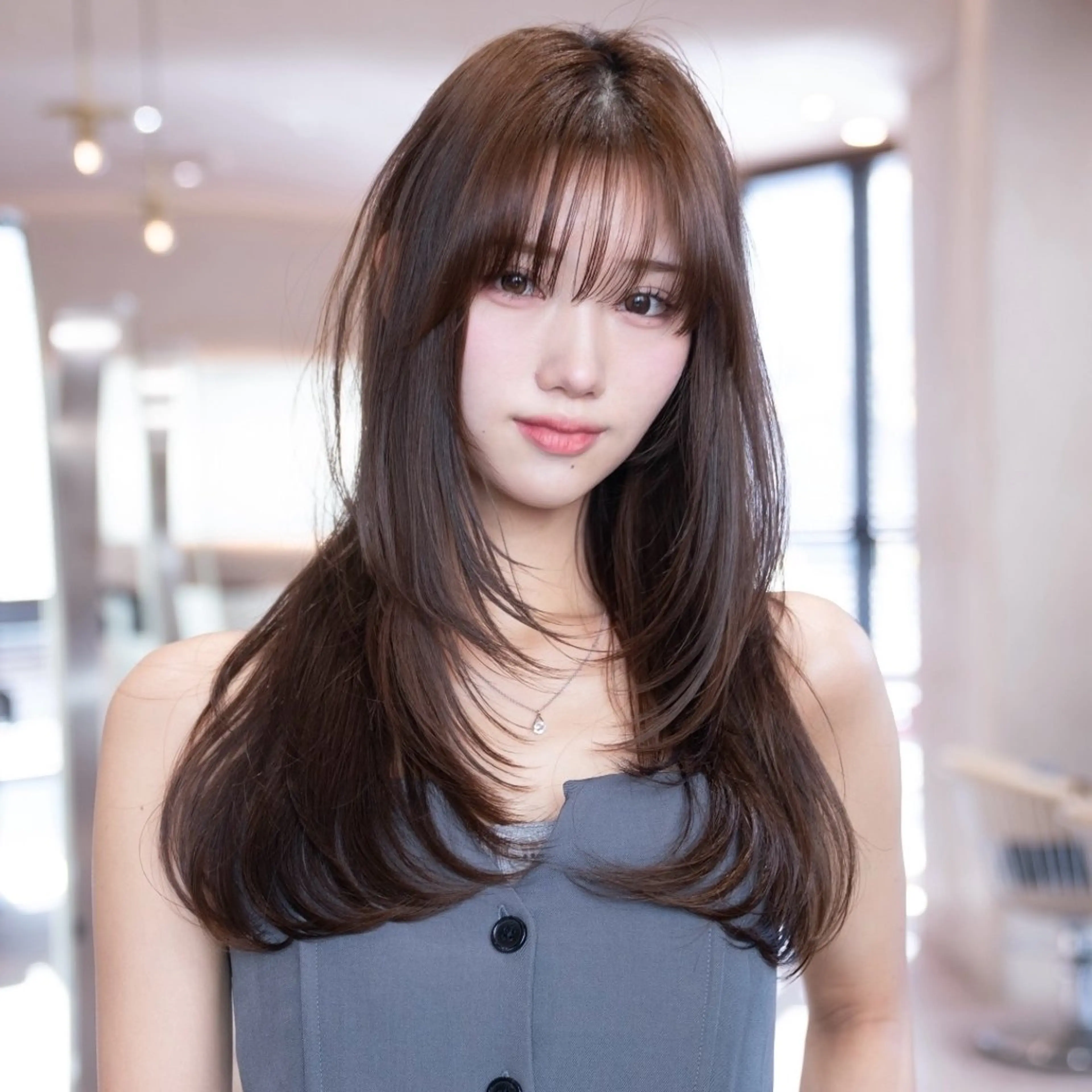 セミロング カラー 透明感カラー 韓国風ヘア レイヤーカット 小顔カット カット 渋谷/韓国レイヤー/ 艶カラー/nanoのヘアスタイル