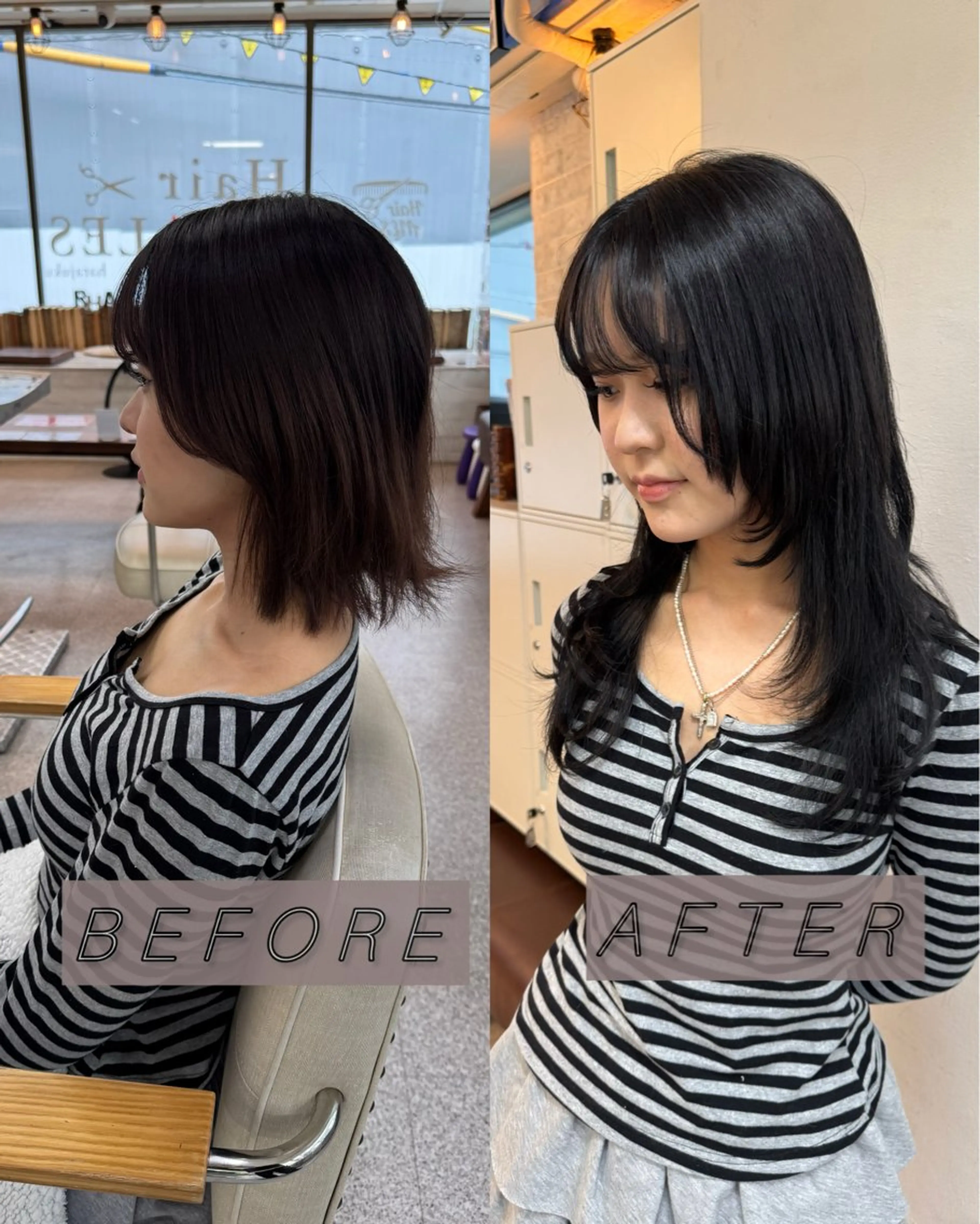 セミロング シールエクステ エクステ レイヤーカット ウルフカット カット エクステ レイヤーウルフ エクステ磯部のヘアスタイル