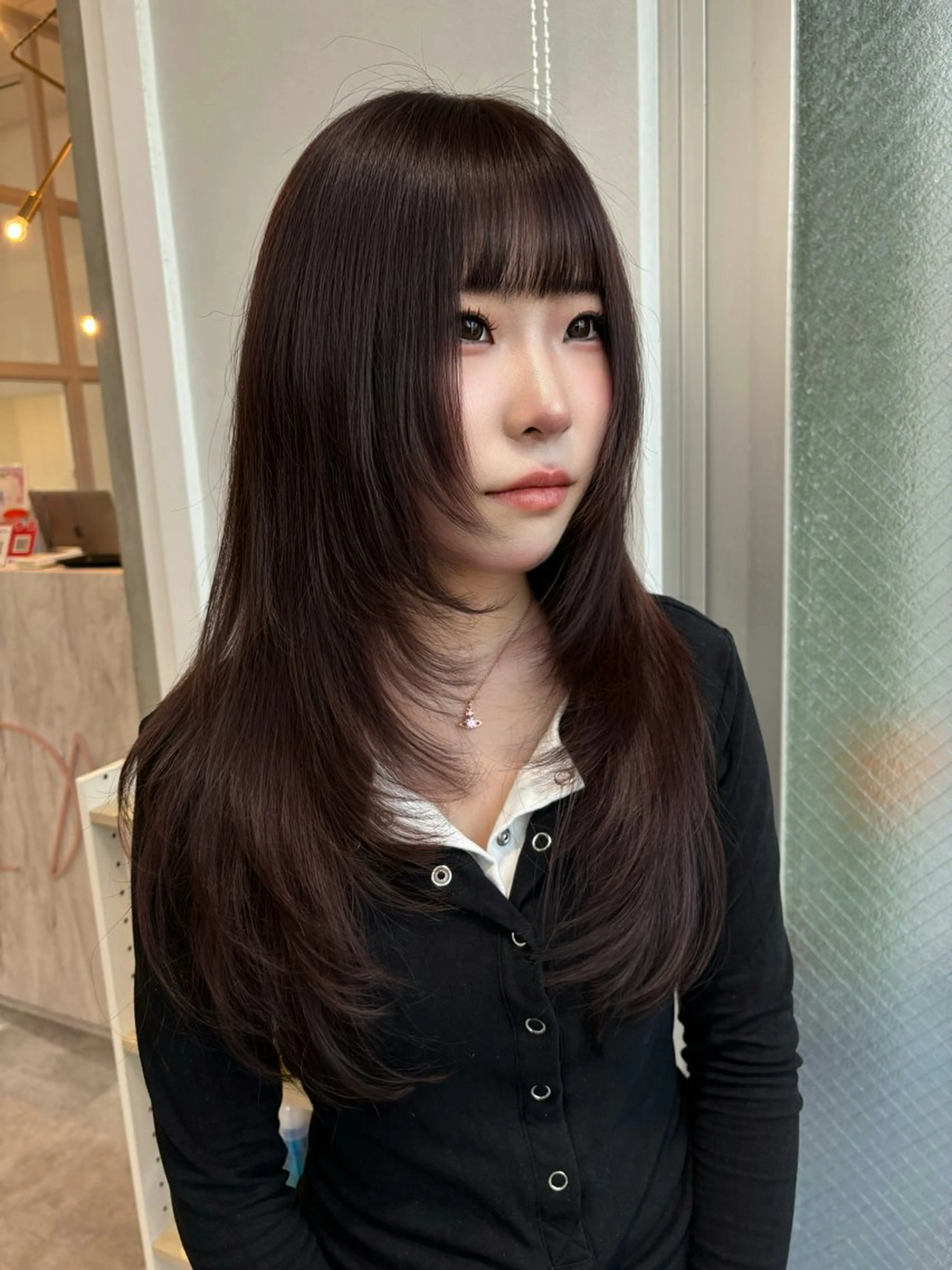 ロング ハッシュカット 髪質改善 レイヤーカット ロング トリートメント カット ヘアカラー トリートメント 韓国レイヤー💫美髪 縮毛矯正🫧拓海のヘアスタイル