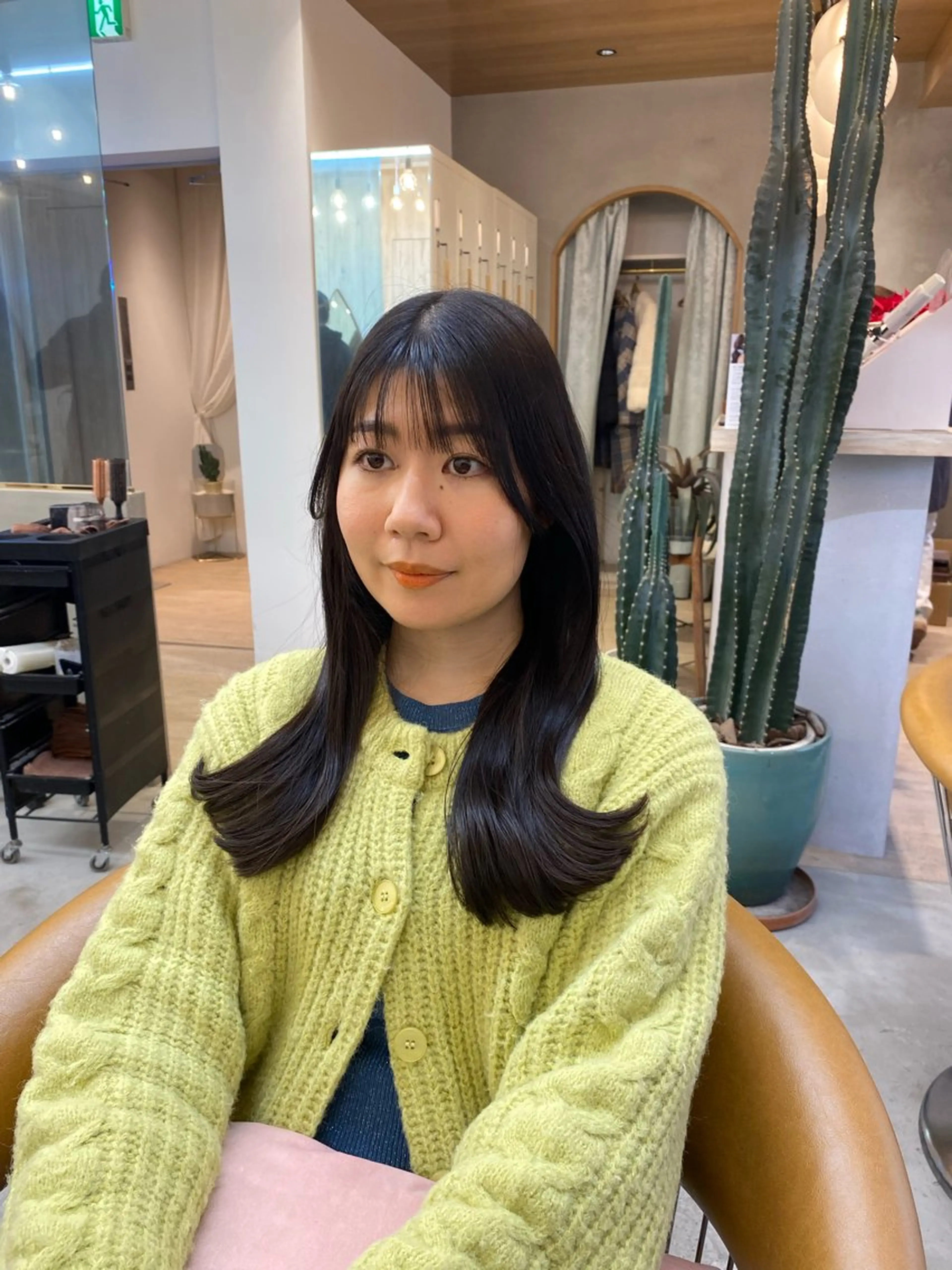 ロング パーマ レイヤーカット レイヤーボブ縮毛矯正 韓国RINAのヘアスタイル