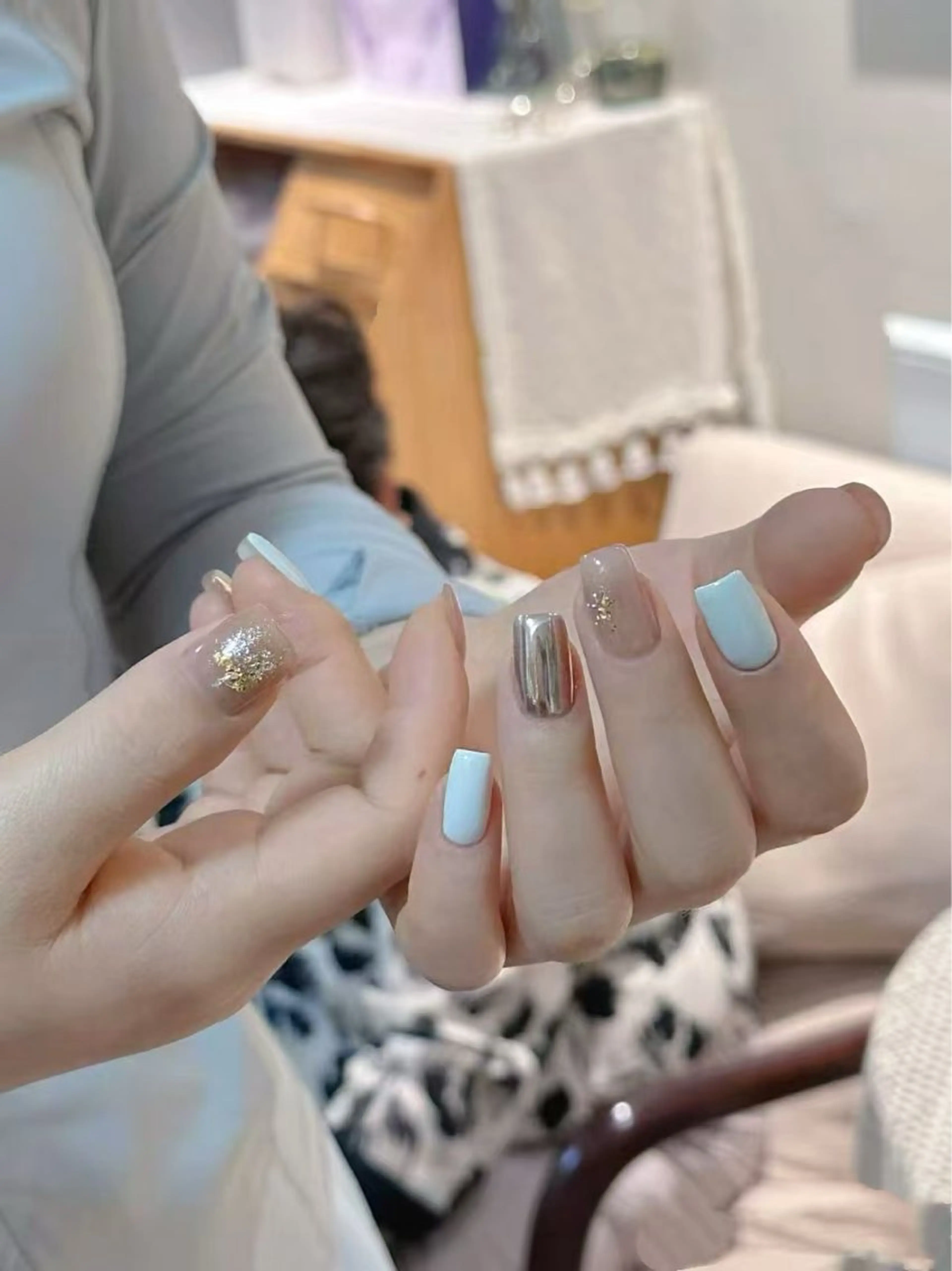 ネイル フラワーネイル フレンチネイル ジェルネイル ガラスフレンチ ハート ハンドネイル ハンドケア BabyYouMi nailのネイルデザイン