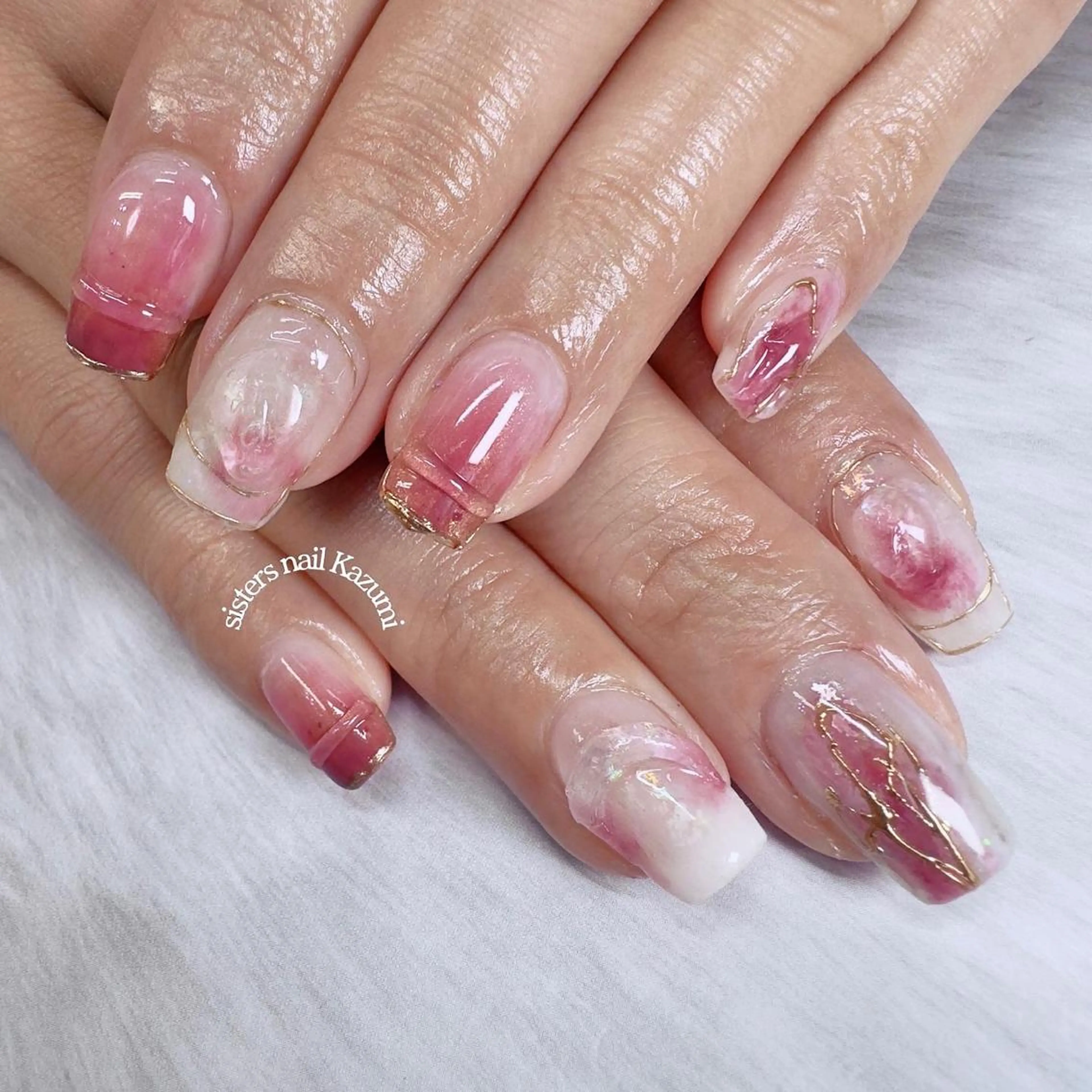 ネイル アートネイル カジュアル 長さ出し ロングネイル ニュアンスネイル sisters nail.fのネイルデザイン