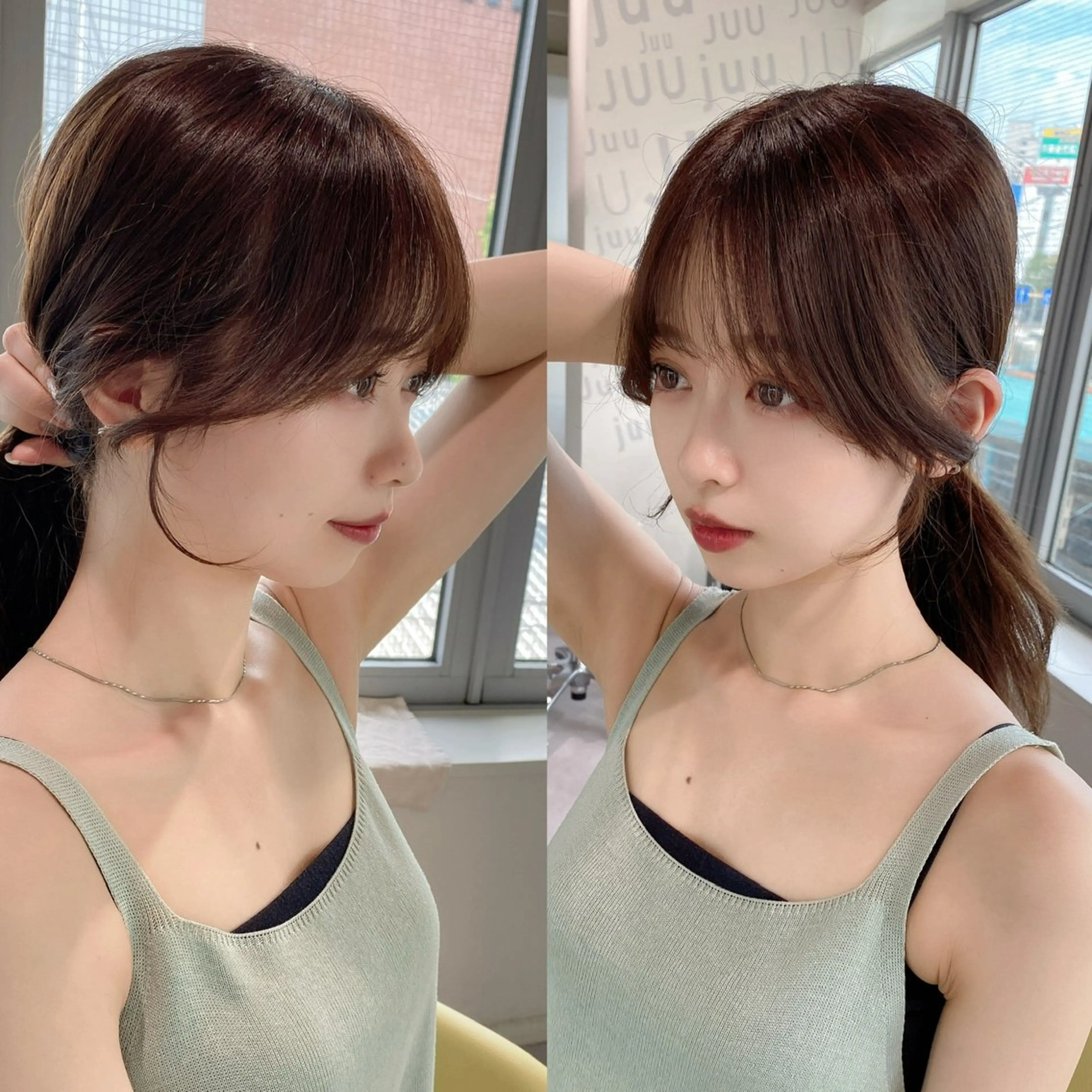 前髪顔周りカット+ケアカラー+前処理TRの写真