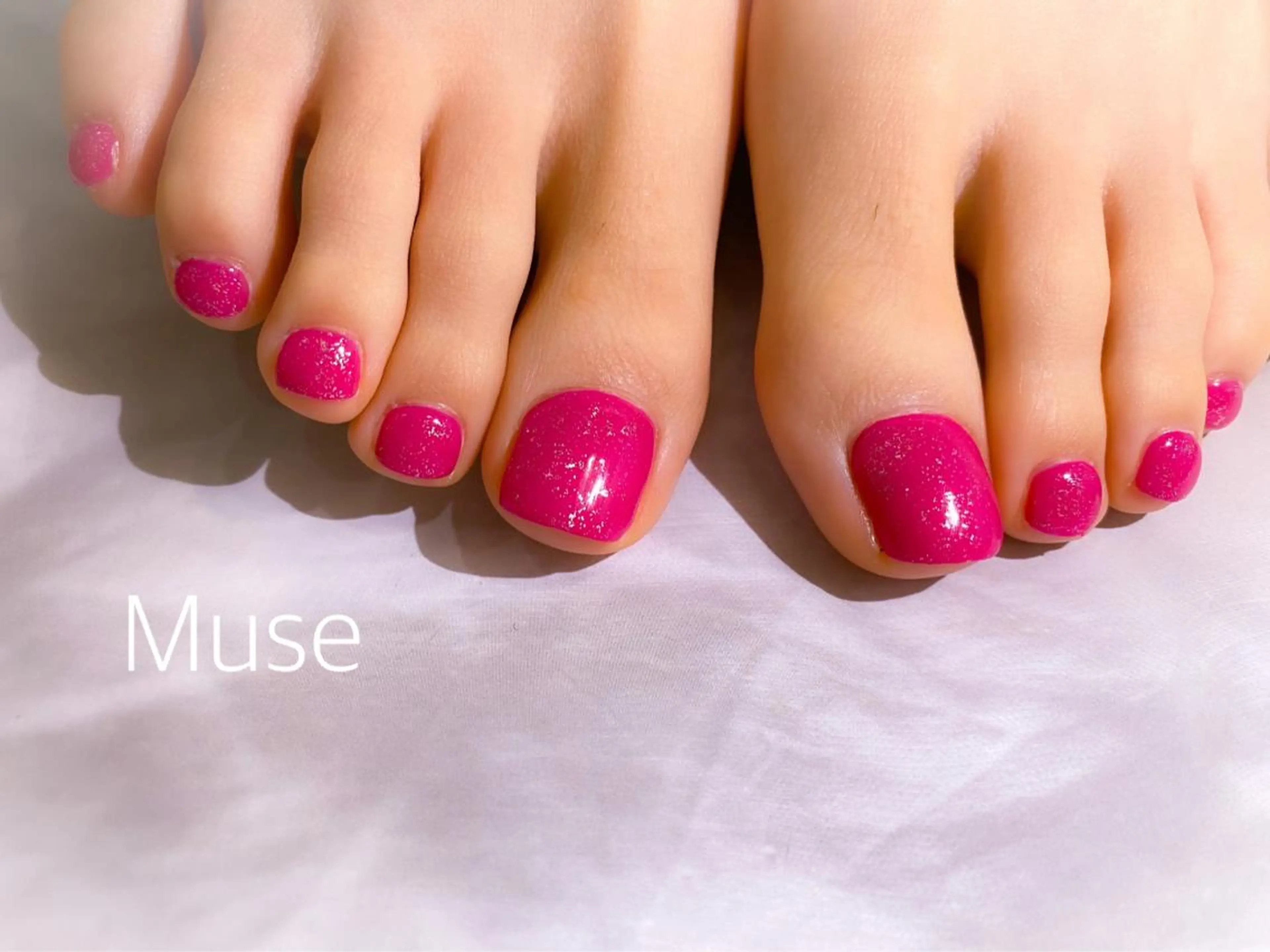 ネイル ラメ(グリッター) ワンカラーネイル フットネイル Nail salon Museのネイルデザイン