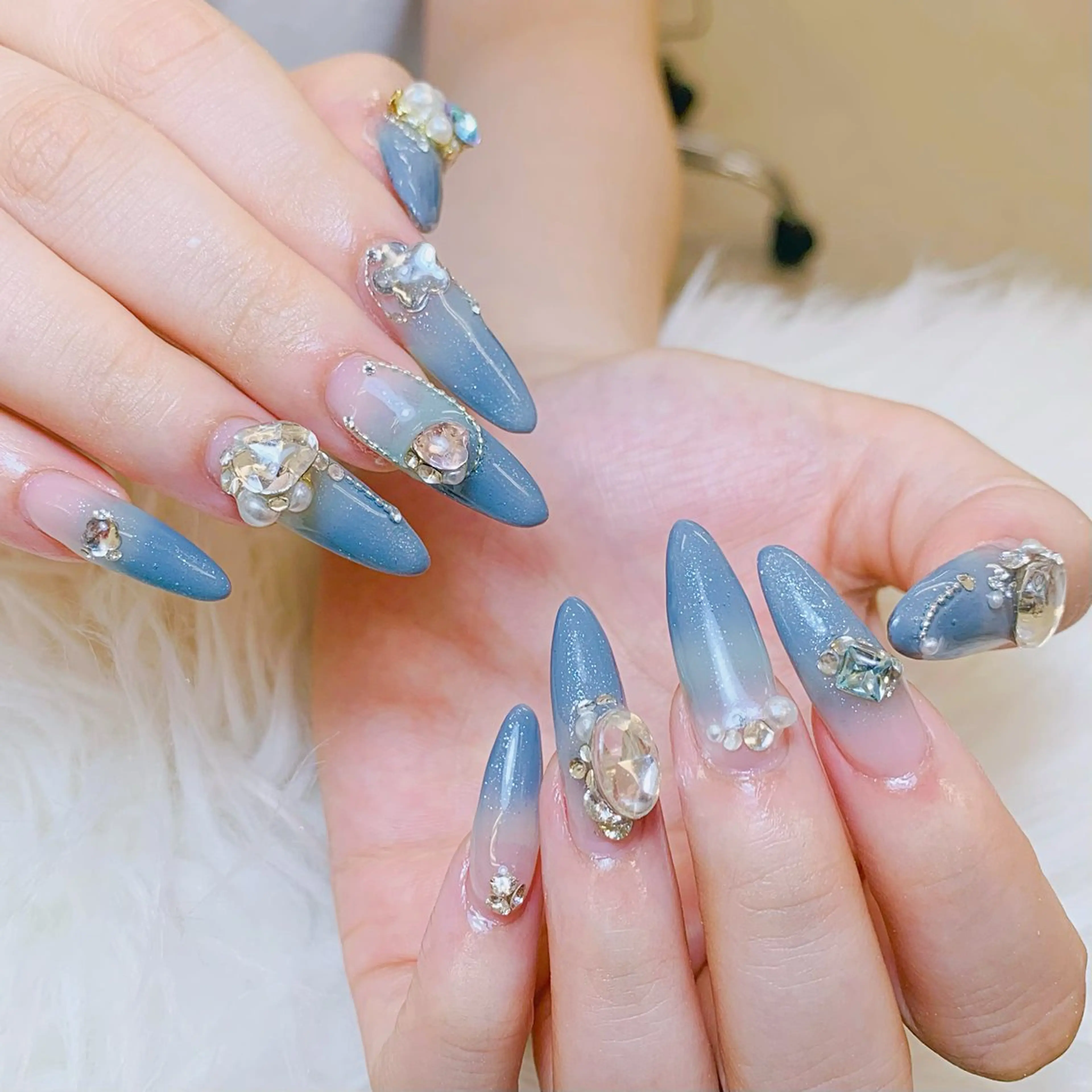 ネイル チークネイル 長さ出し フラッシュネイル フレンチネイル グラデーション ハンドネイル AN NAIL SALONのネイルデザイン