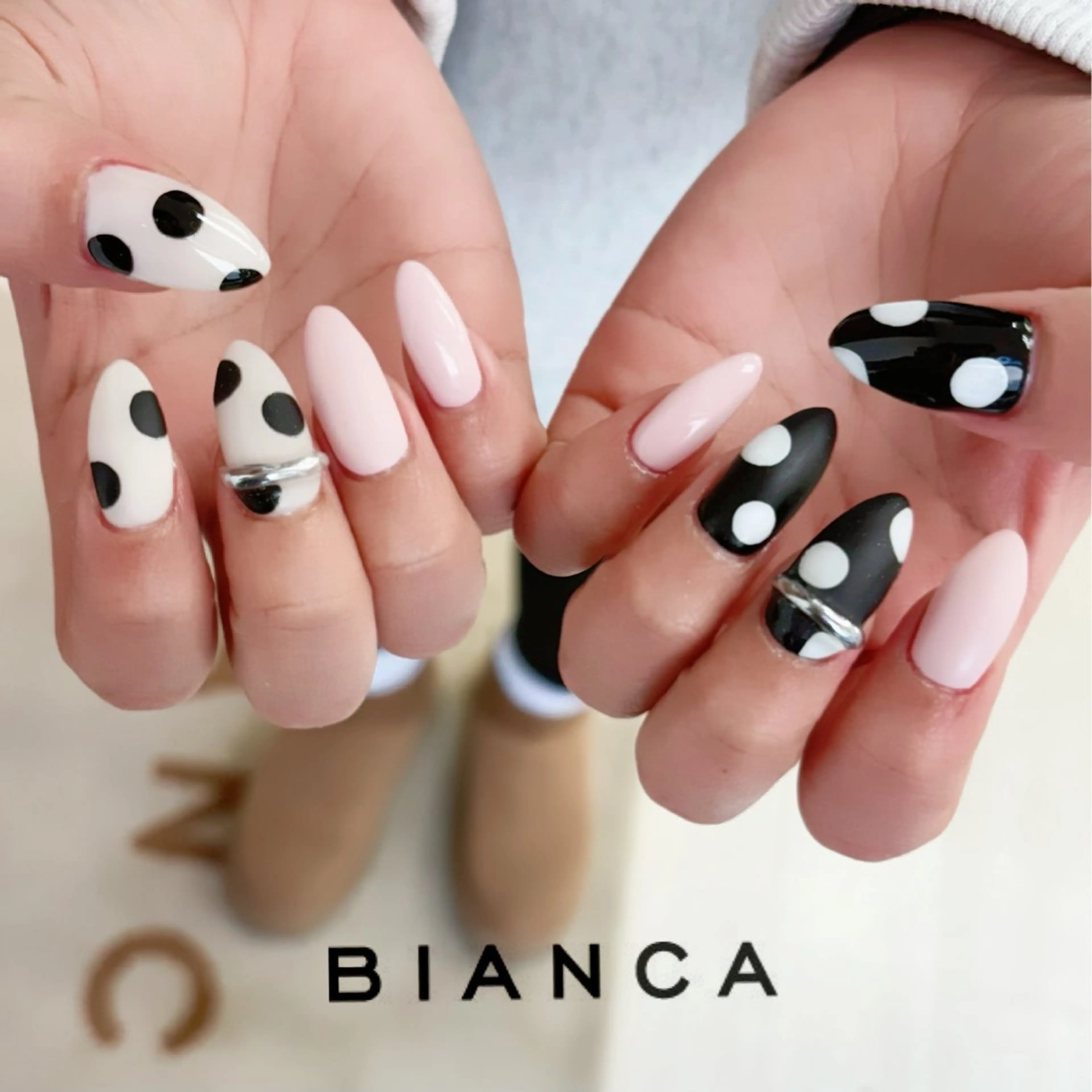 ネイル ドット ピンク Bianca大宮店 上野のネイルデザイン