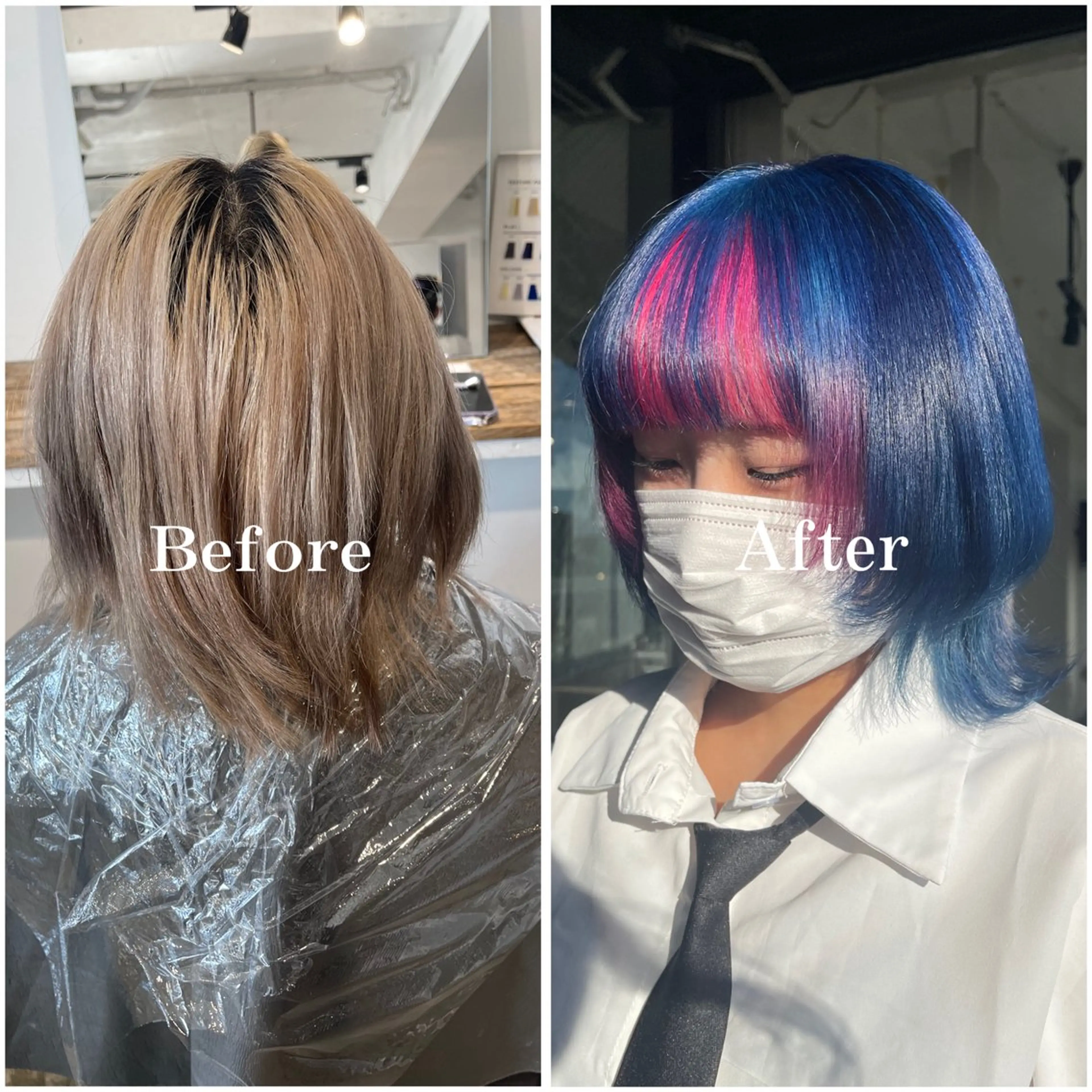 ミディアム カラー ブリーチ デザインカラー ハイトーンカラー ムラ修正/ ハイトーン💖Riaのヘアスタイル