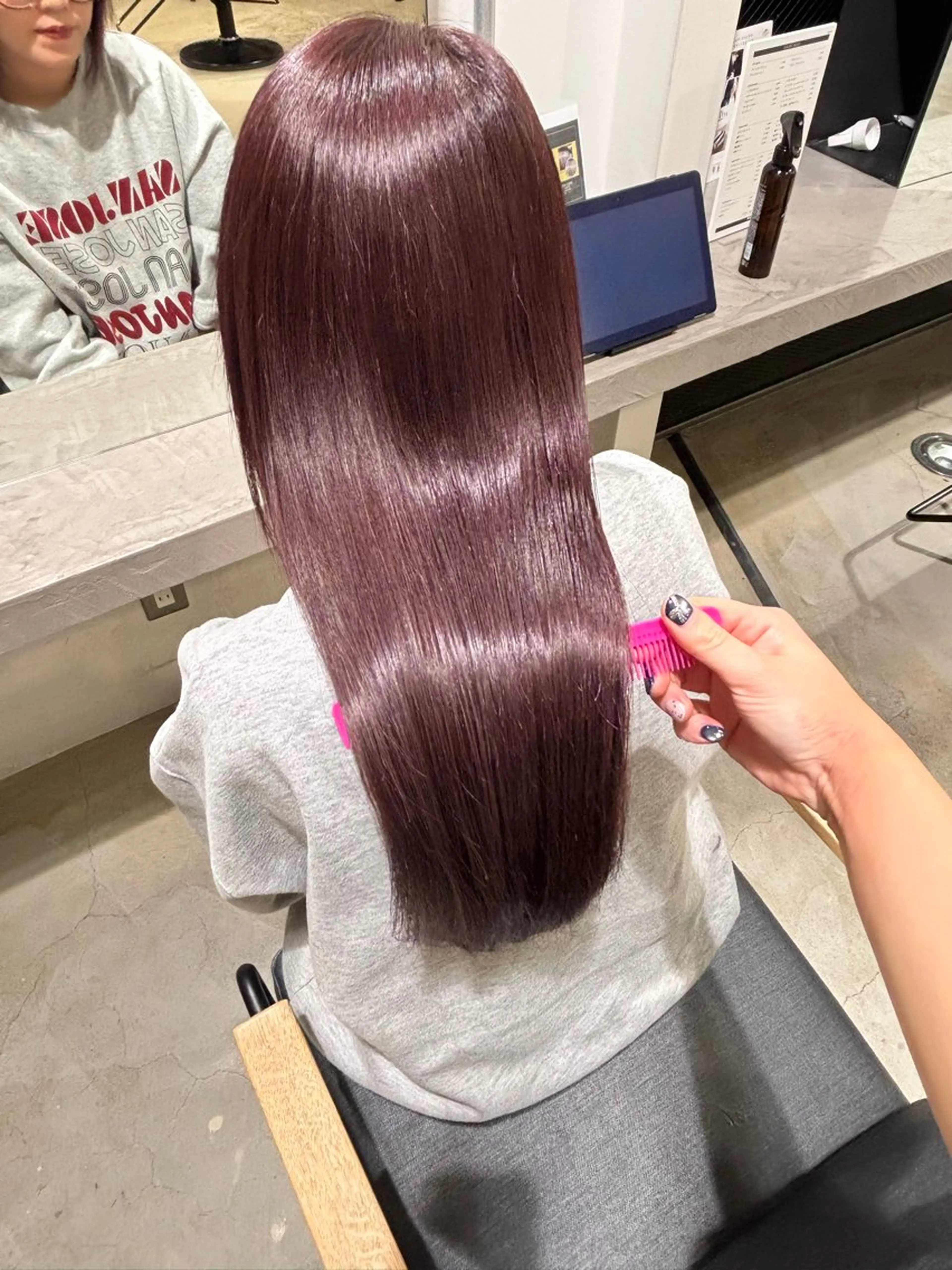 セミロング カット yui/ラベンダー/ ピンク/ワインレッドのヘアスタイル