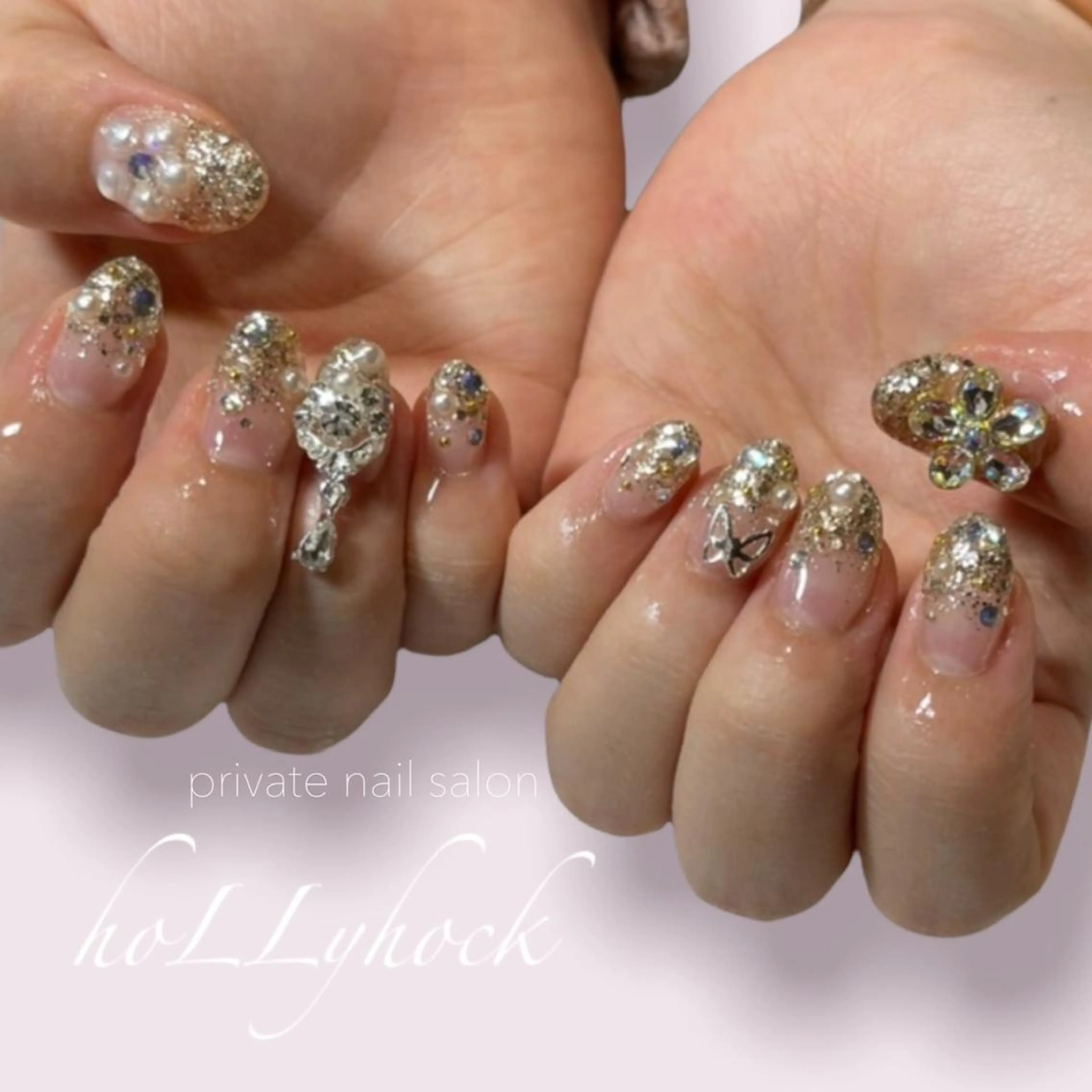 ネイル アートネイル フラッシュネイル マグネットネイル ニュアンスネイル nail salon hoLLyhockのネイルデザイン