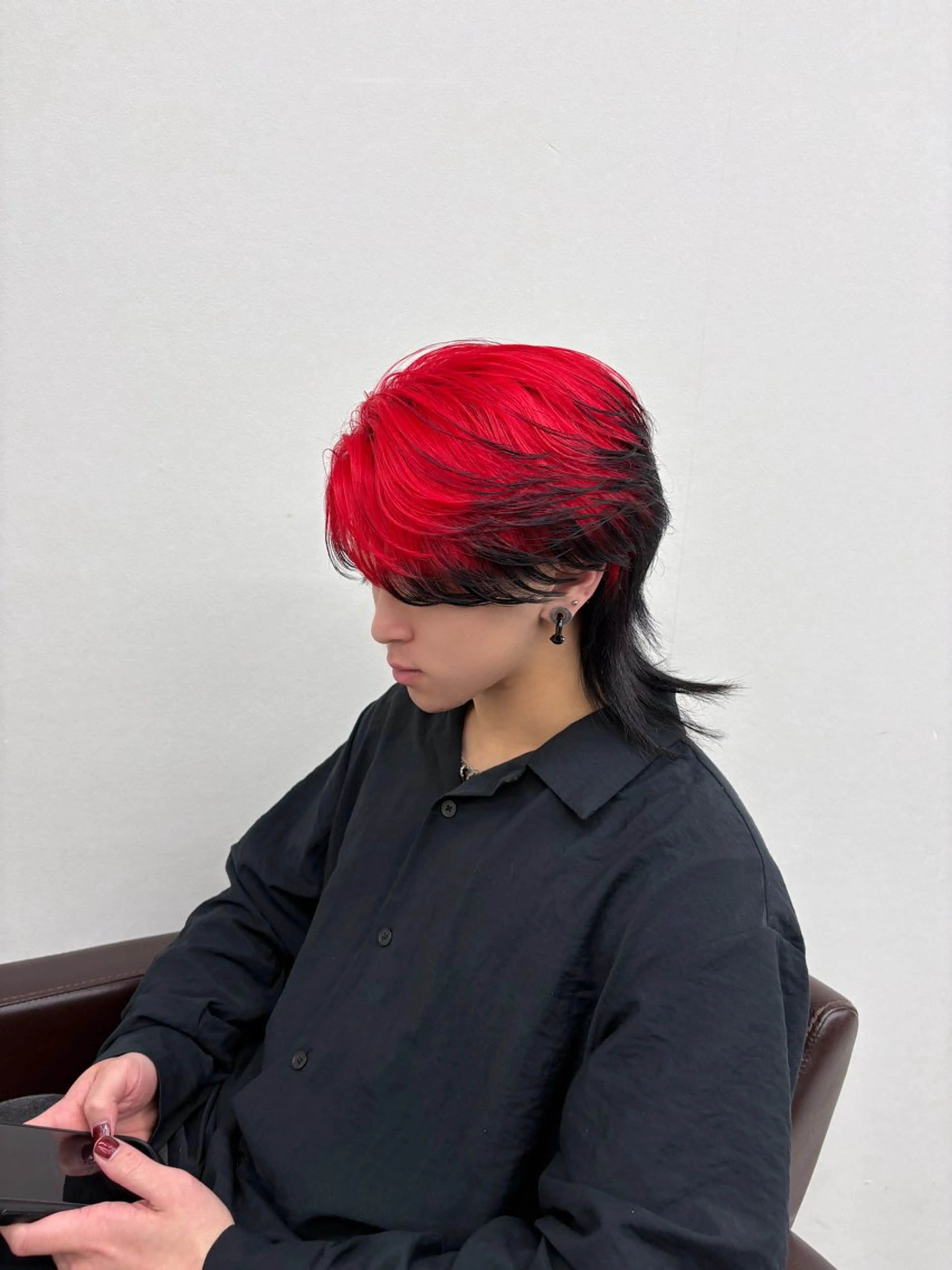 ミディアム パーマ メンズ カット ヘアカラー ウルフ/毛流れ/ アイロン風/AOTOのヘアスタイル