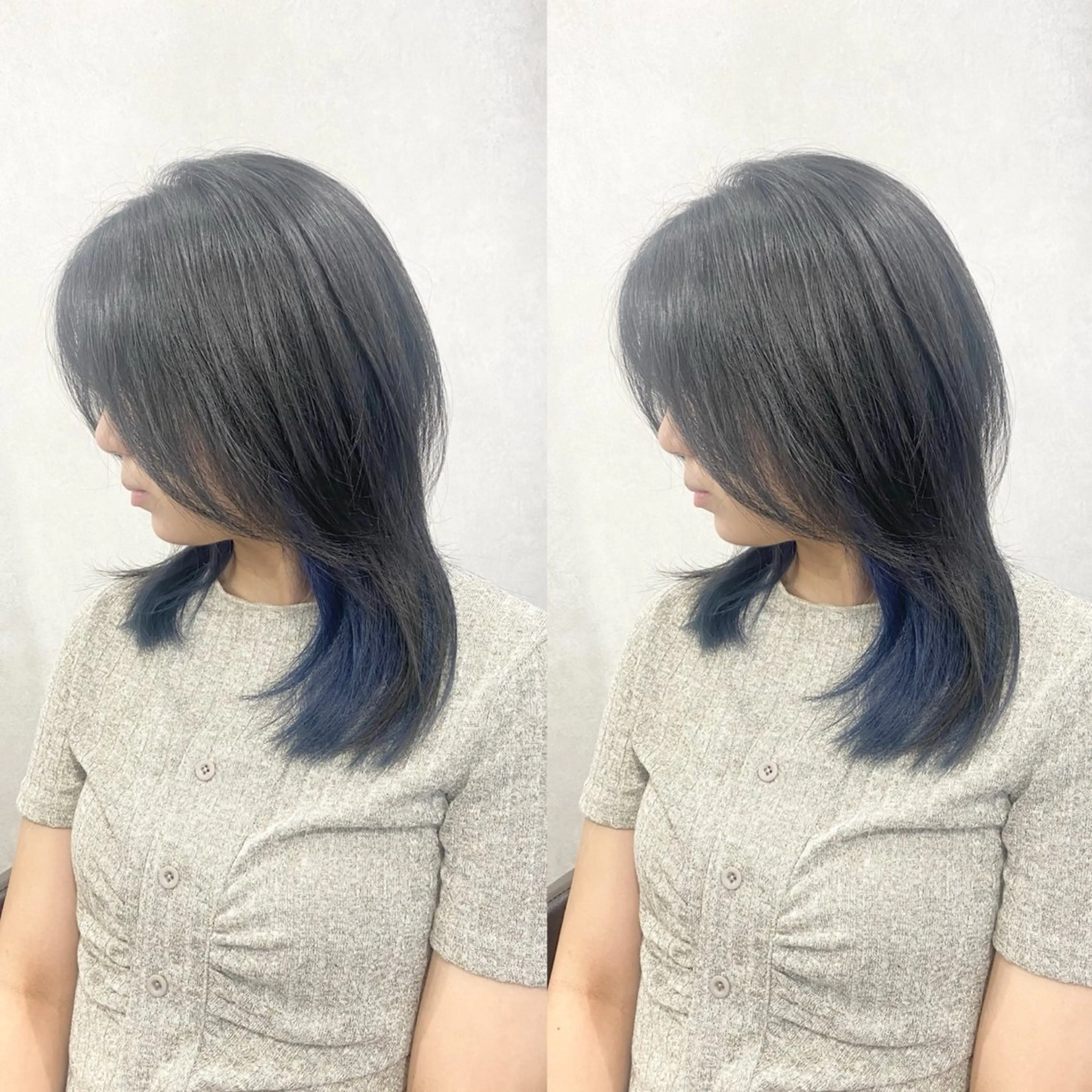 セミロング レイヤーカット カット ヘアカラー ＳＨＩ ＺＵのヘアスタイル