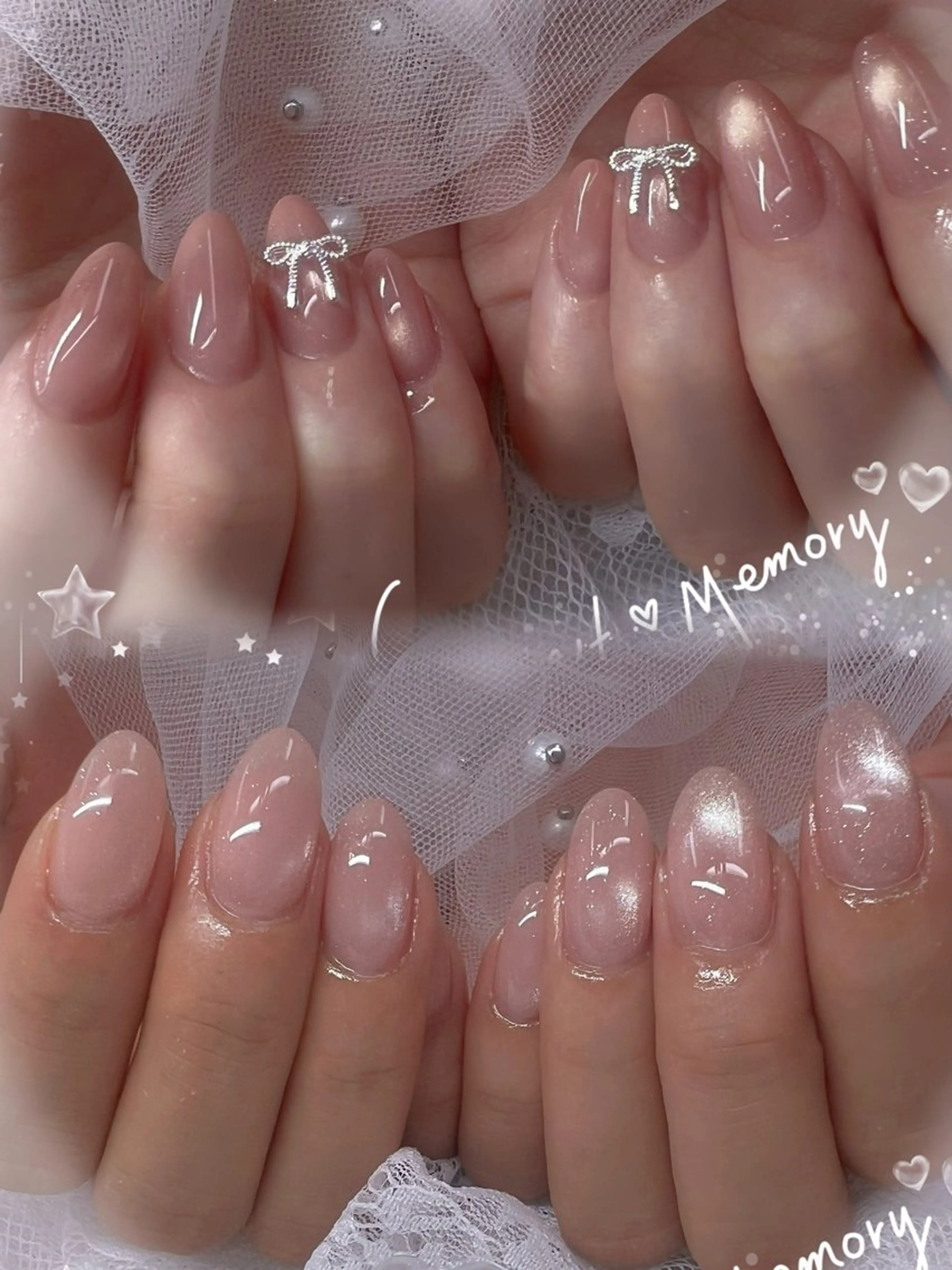 ネイル チークネイル フレンチネイル ガーリー ガラスフレンチ グラデーション ハンドネイル ハンドケア Chill Nailsalonのネイルデザイン