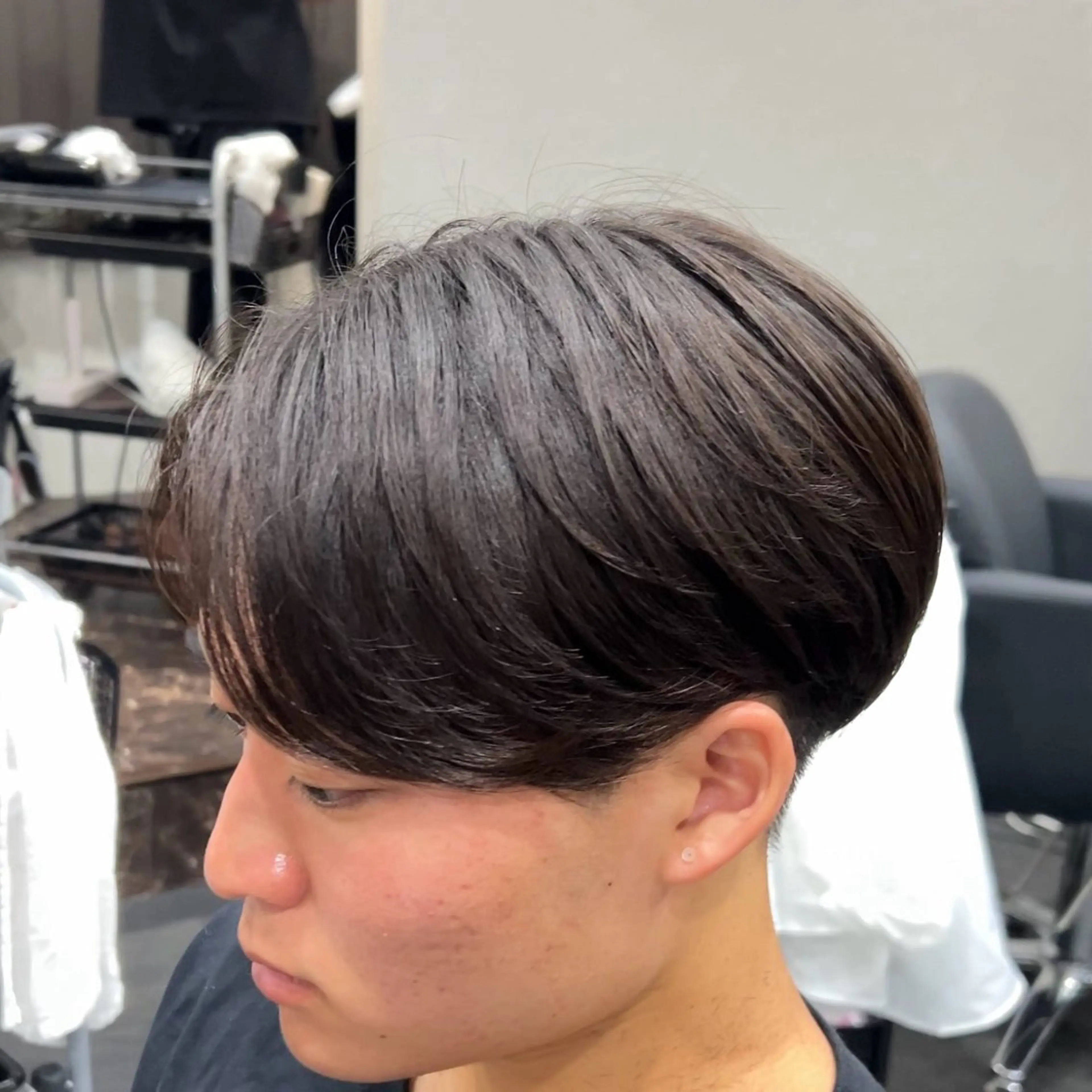 ミディアム メンズ センターパート 縮毛矯正 福井 太暉のヘアスタイル