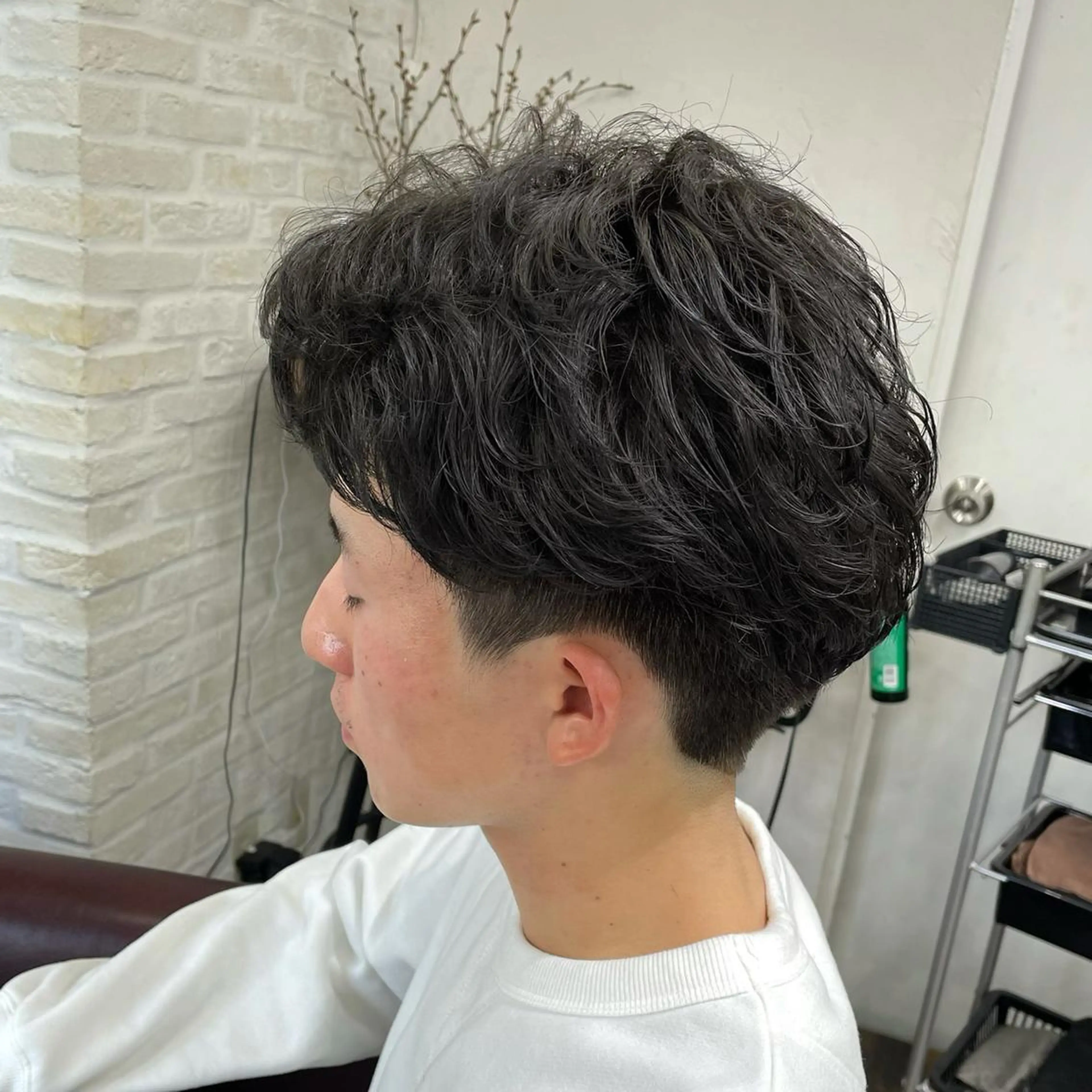 カラー パーマ メンズ ビジネス カット パーマ トリートメント Soleria 田中慎一のヘアスタイル