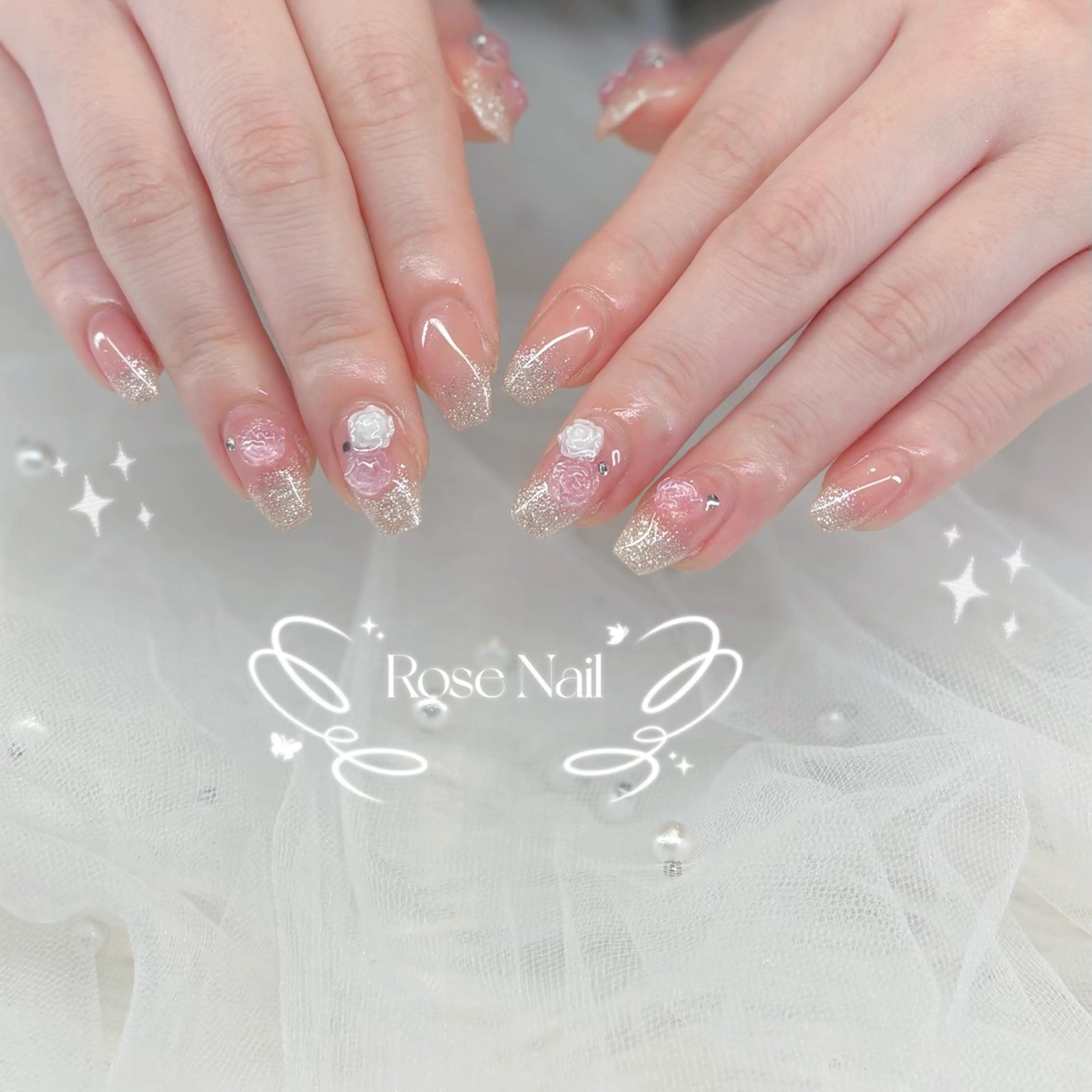 ネイル キラキラネイル ワンホンネイル ぷりゅねる 心斎橋のネイルデザイン