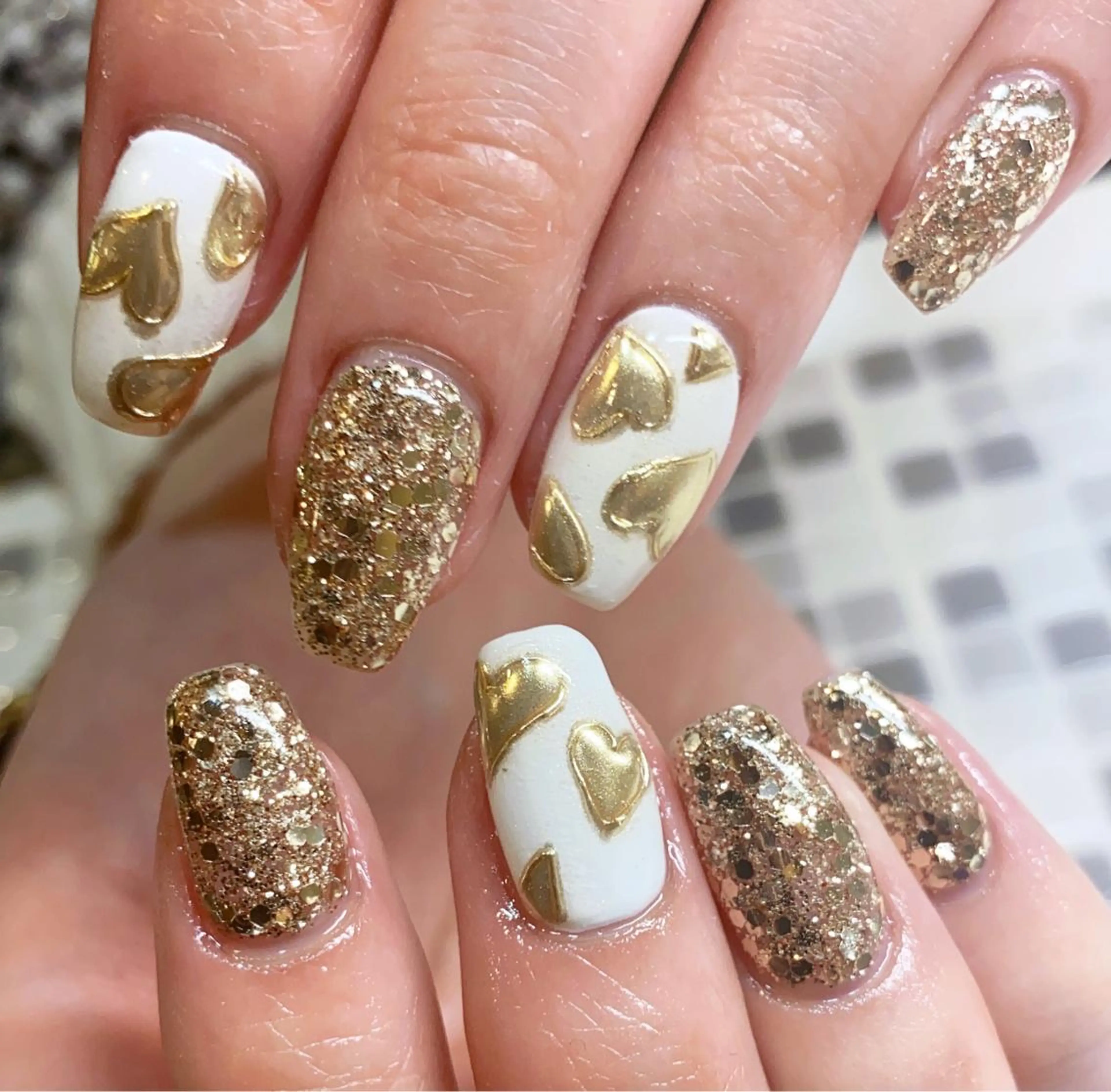 ネイル ハート キラキラネイル nailist yuiのネイルデザイン