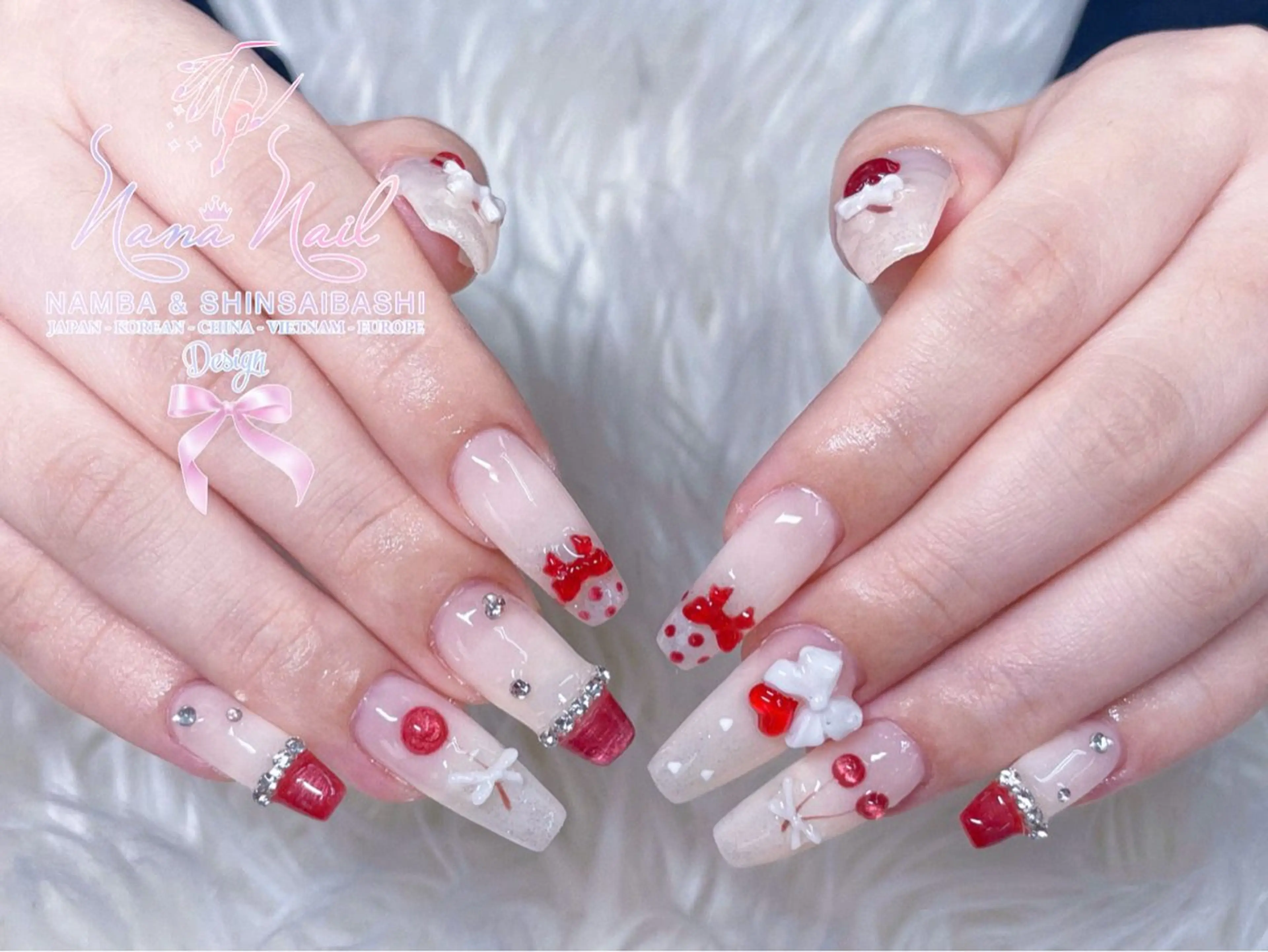 ネイル チークネイル 桜ネイル フラッシュネイル フットネイル ジェルネイル ハンドネイル リナネイル アメ村心斎橋店のネイルデザイン