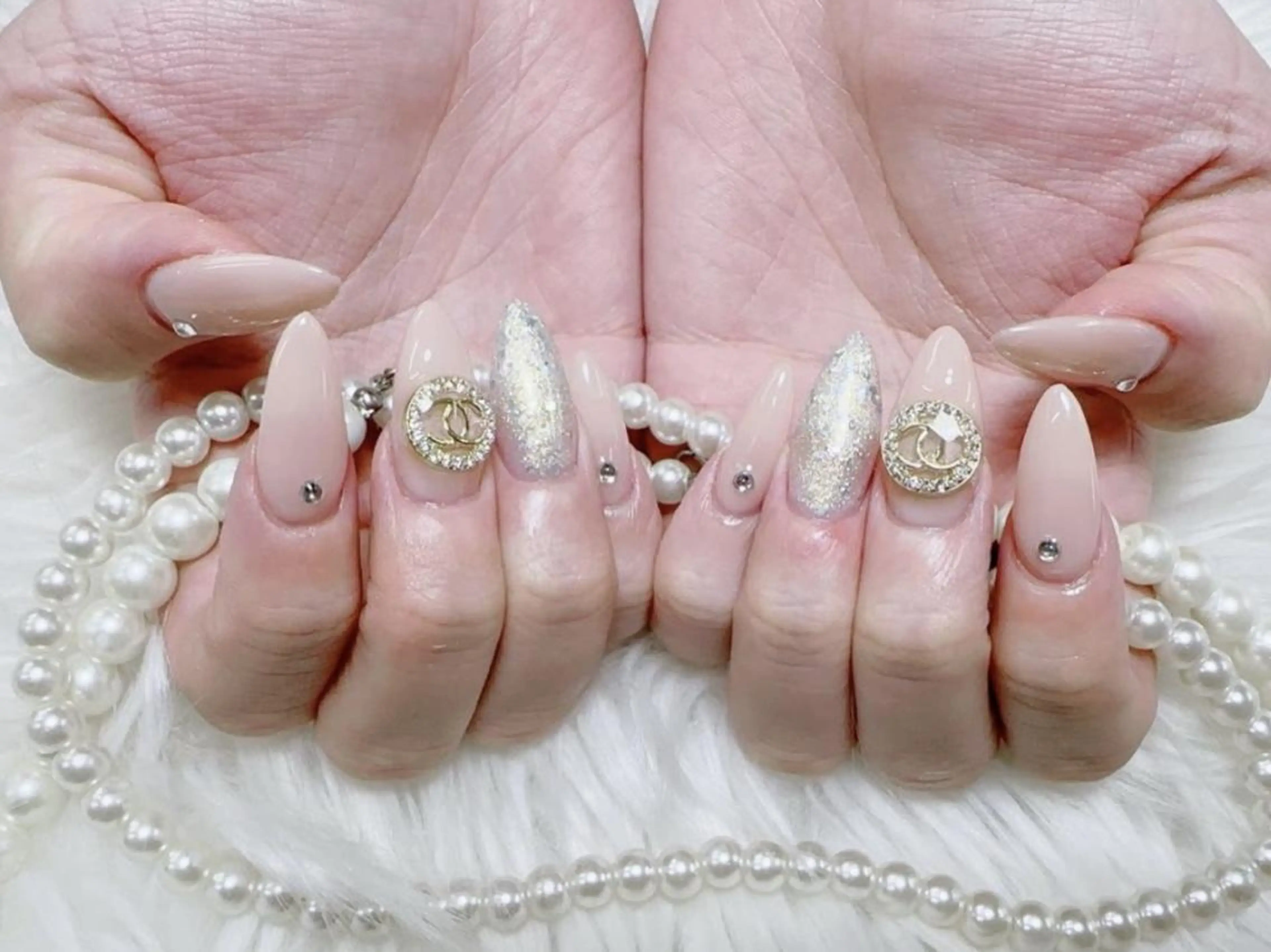 メンズ ネイル アートネイル フレンチネイル ジェルネイル キラキラネイル パラジェル Bloom kabukiのネイルデザイン