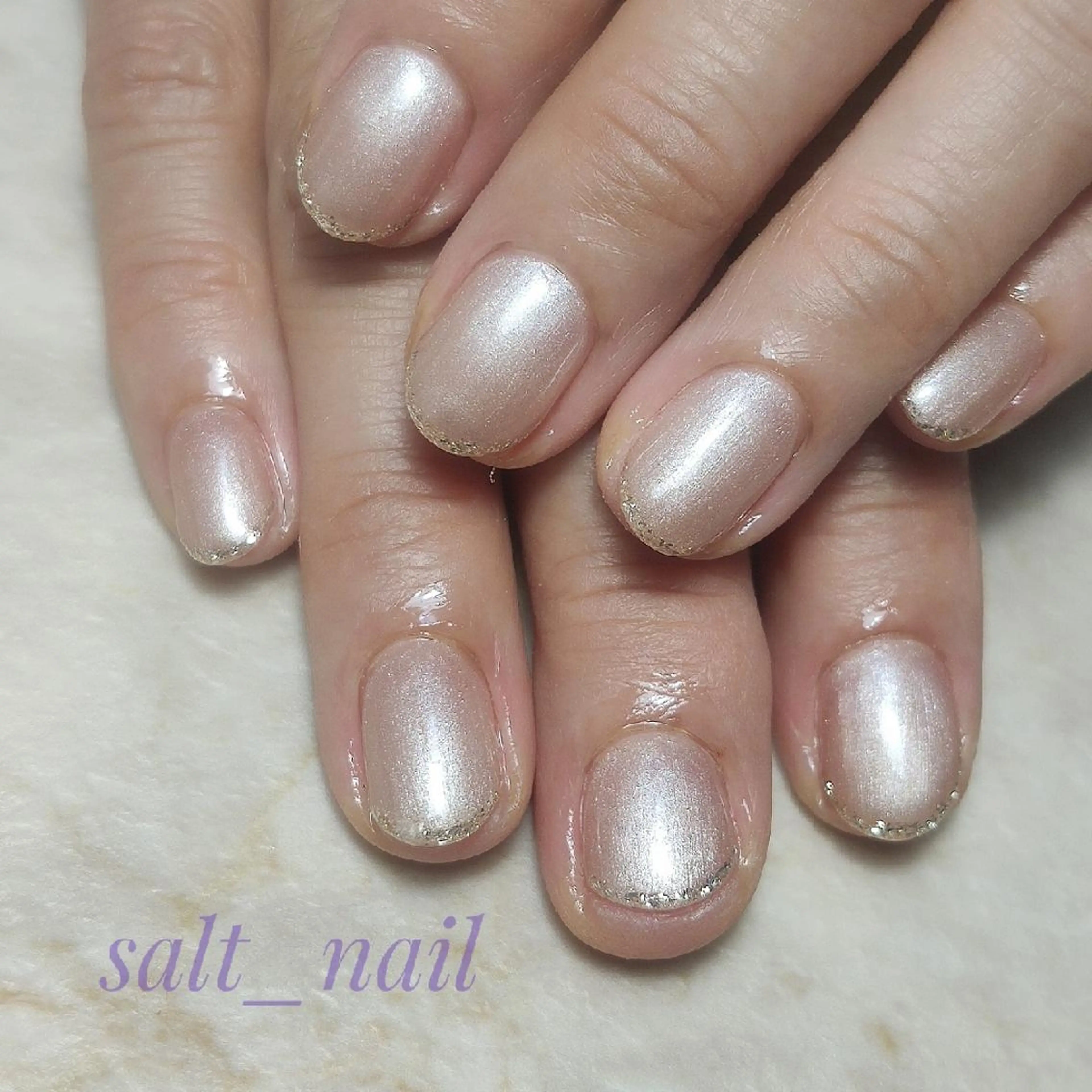 ネイル フレンチネイル ラメ(グリッター) 個人サロン saltnailのネイルデザイン