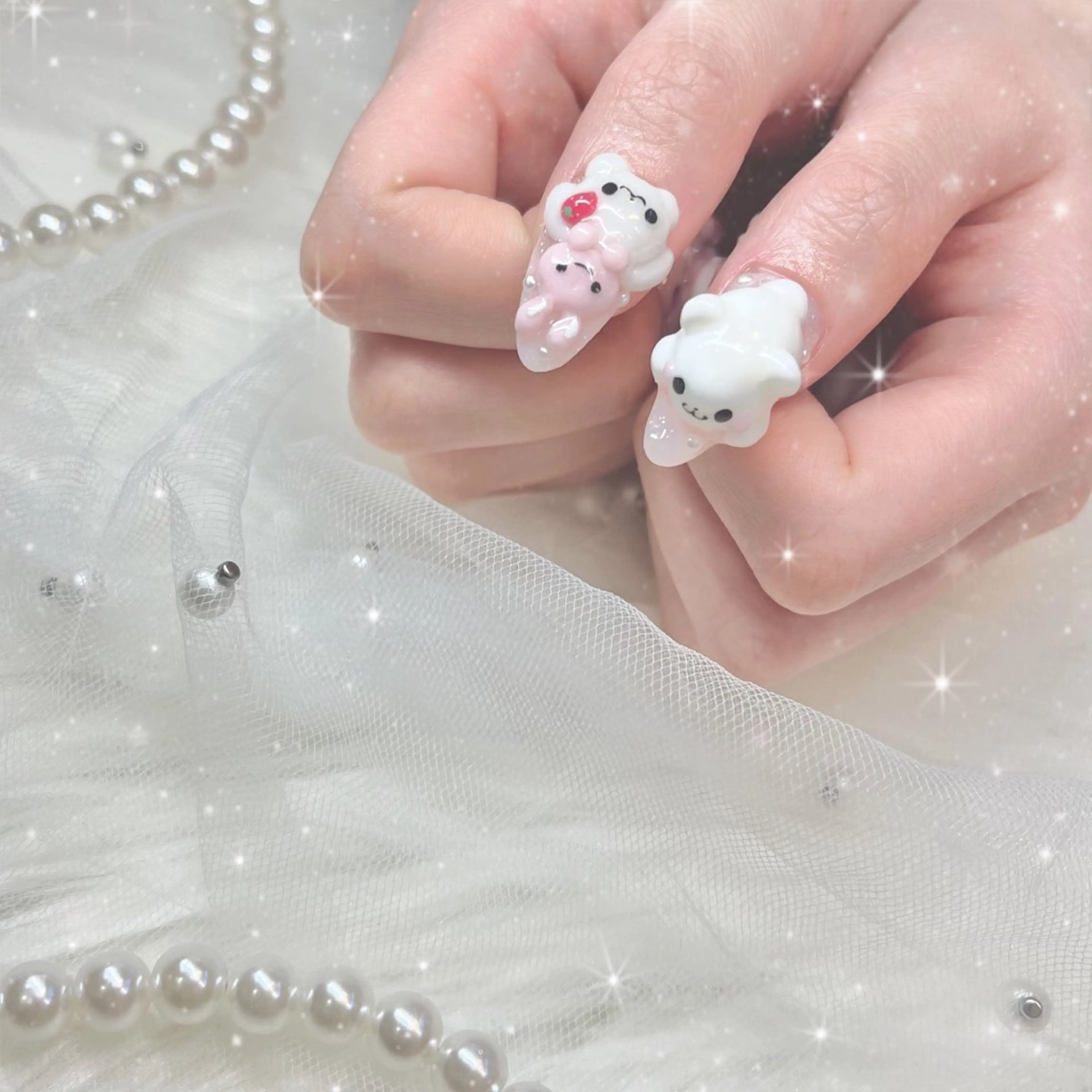 ネイル ハンドネイル Blue daisy RIN🎀のネイルデザイン