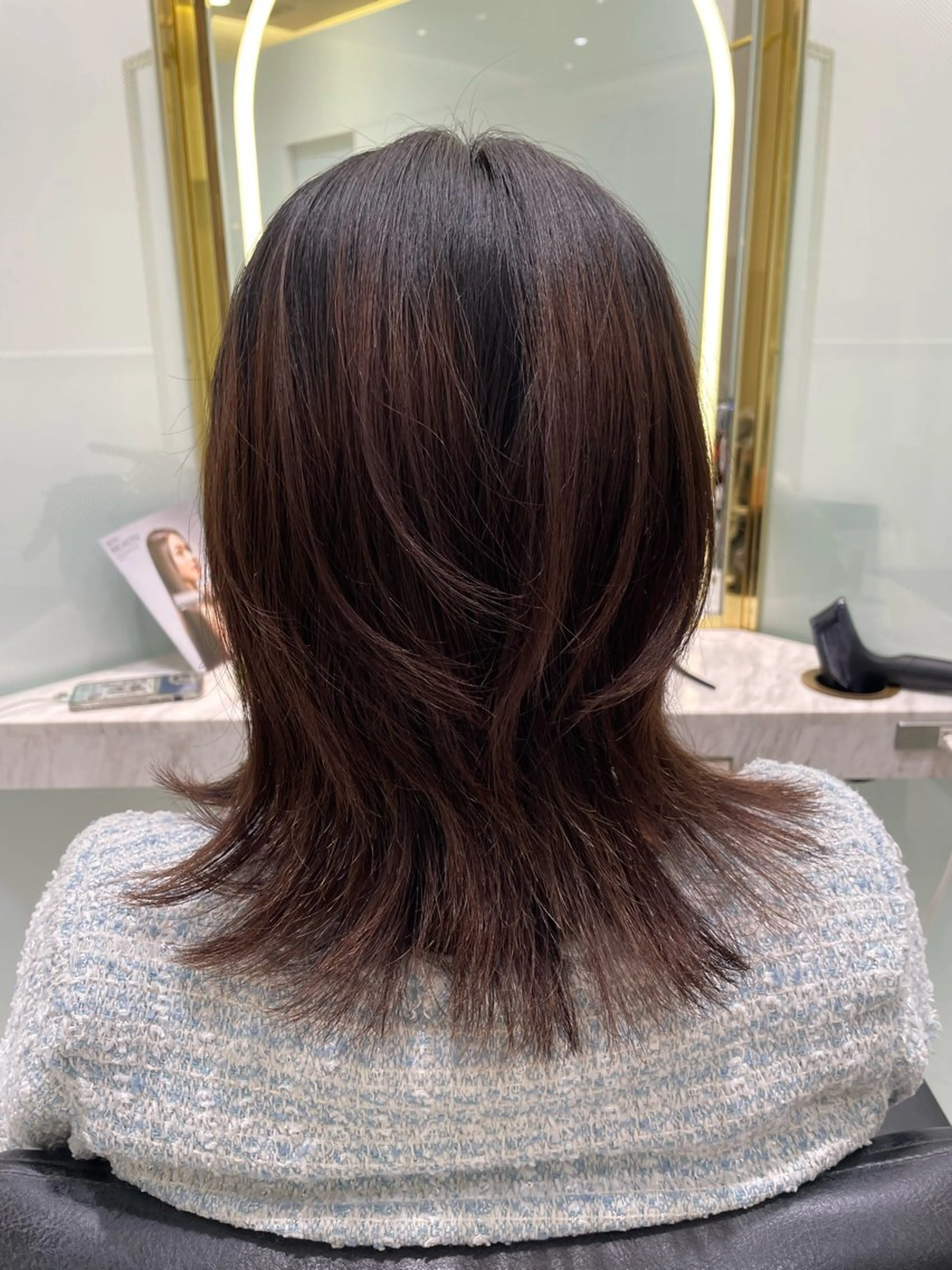 ミディアム レイヤーカット 外ハネヘア カットモデル無料✨ 塚田のヘアスタイル