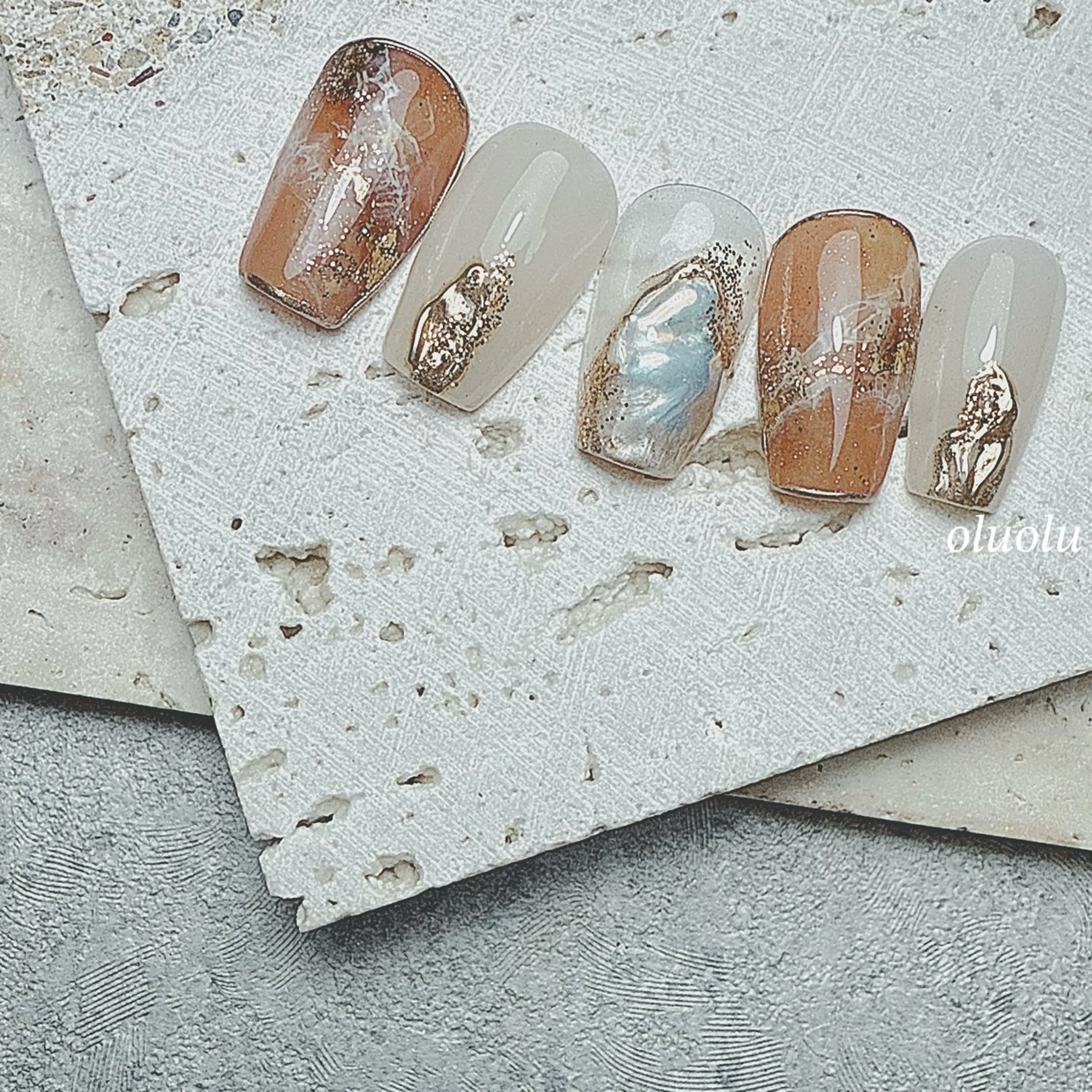 ネイル アートネイル オーロラネイル フットネイル 大理石ネイル(マーブル) ニュアンスネイル ハンドネイル 大村 紬華のネイルデザイン