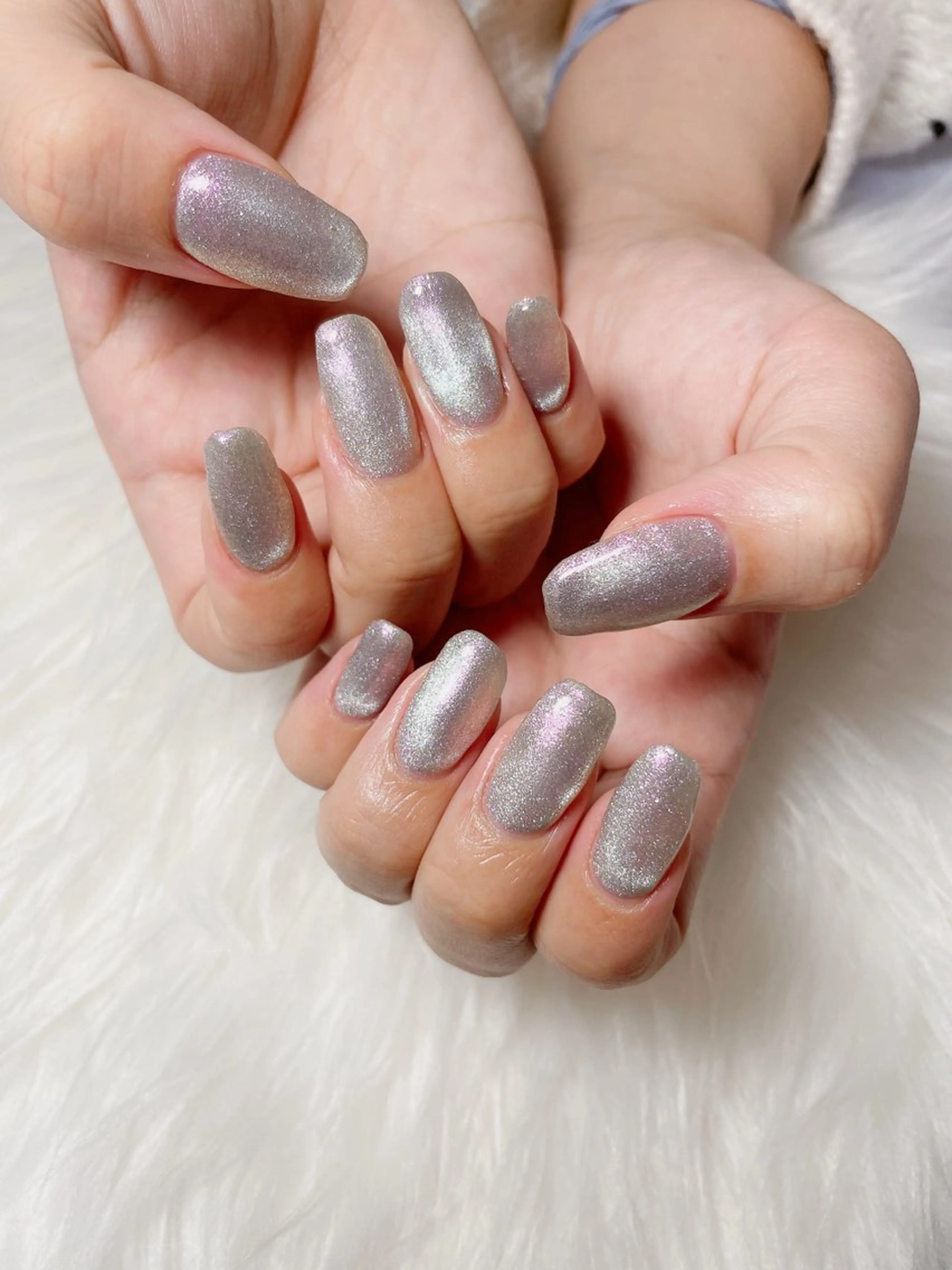 ネイル マグネットネイル ピンク シルバー nailsalon Rinのネイルデザイン