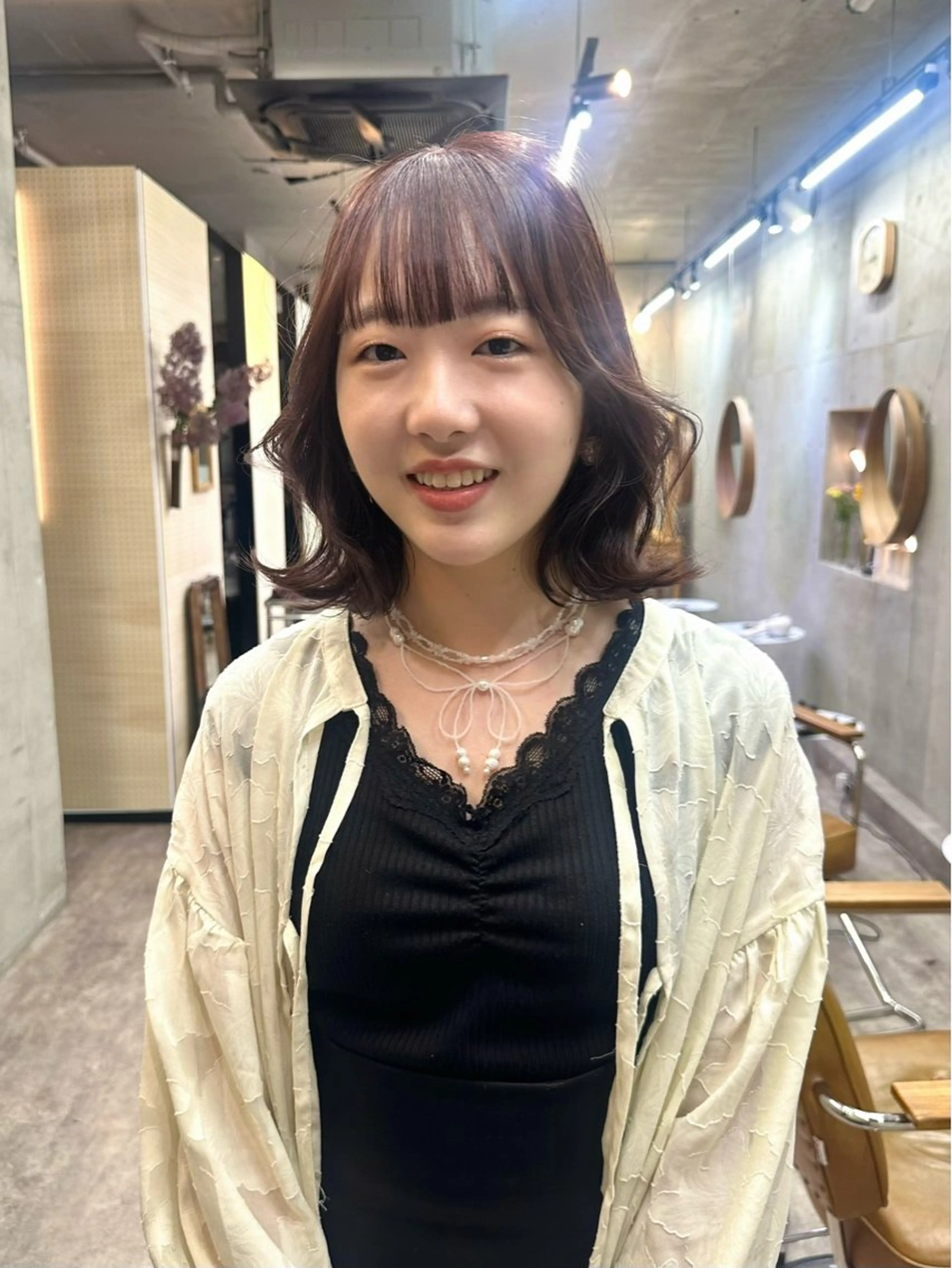 ミディアム カラー ブラウンカラー ピンクカラー ピンクブラウン レイヤーカット カット ヘアカラー トリートメント カットモデル募集中 ／HARUKA🎀のヘアスタイル
