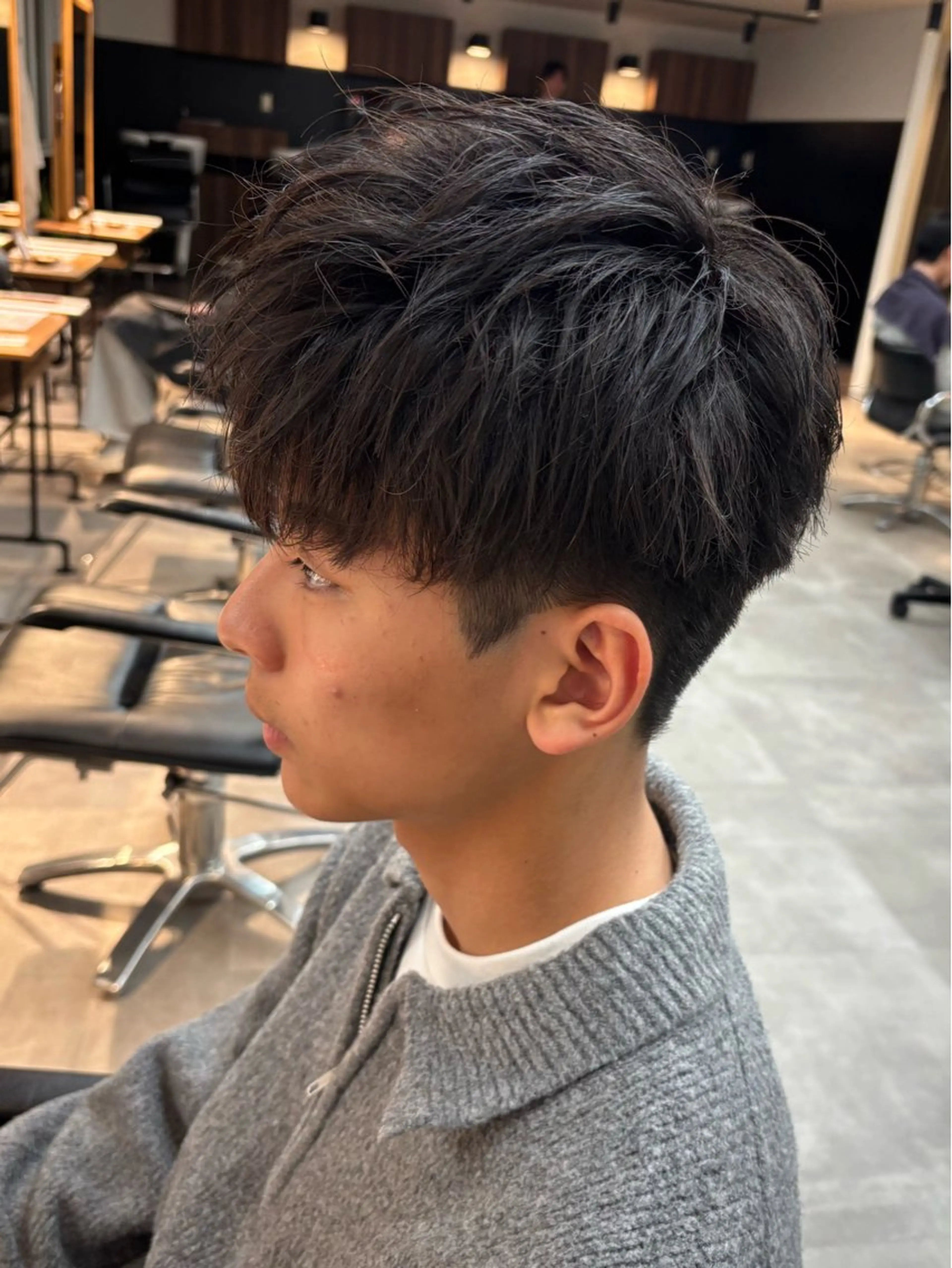 メンズ マッシュ ツーブロック カット 保立/フェザーパーマ /メンズカット千葉のヘアスタイル