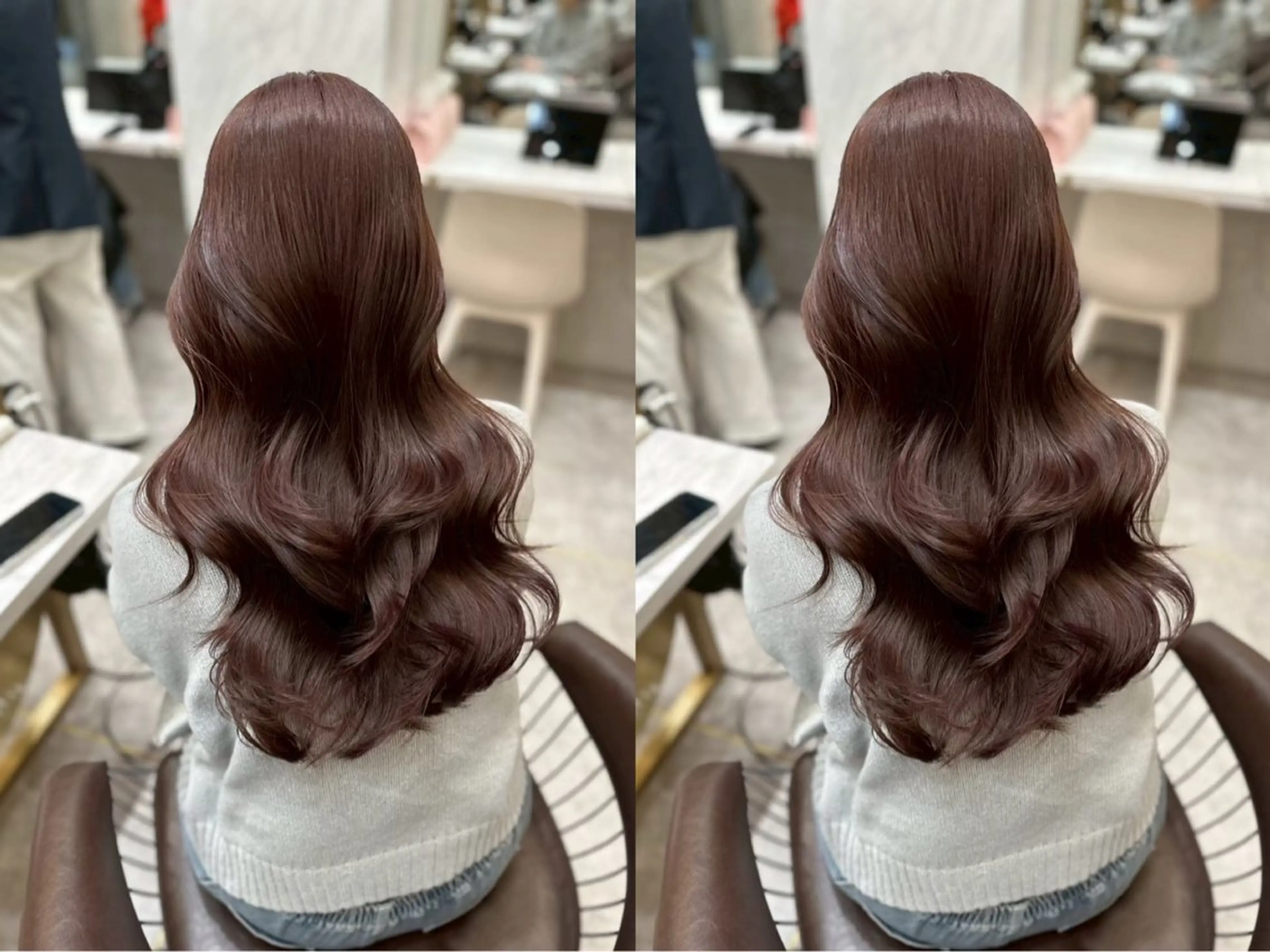 セミロング カラー ブリーチ ブラウンカラー 透明感カラー ブリーチなしカラー レッドカラー 【博多髪質改善】 吉村　清志のヘアスタイル