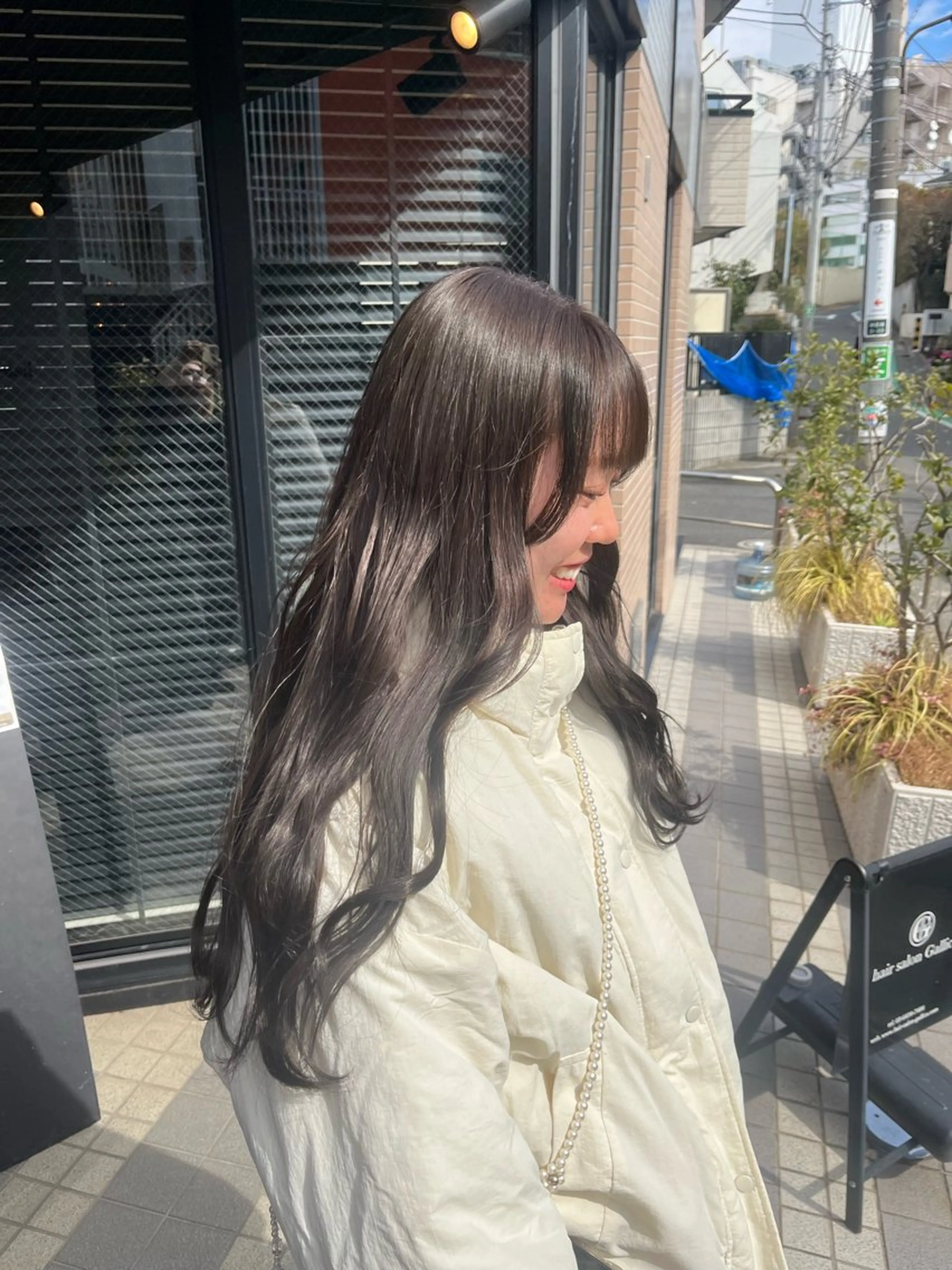 ロング カラー グレージュ オリーブグレージュ オリーブグレー カット ヘアカラー トリートメント ナミ🩶暗髪/暖色 ❤️/透明感/縮毛のヘアスタイル