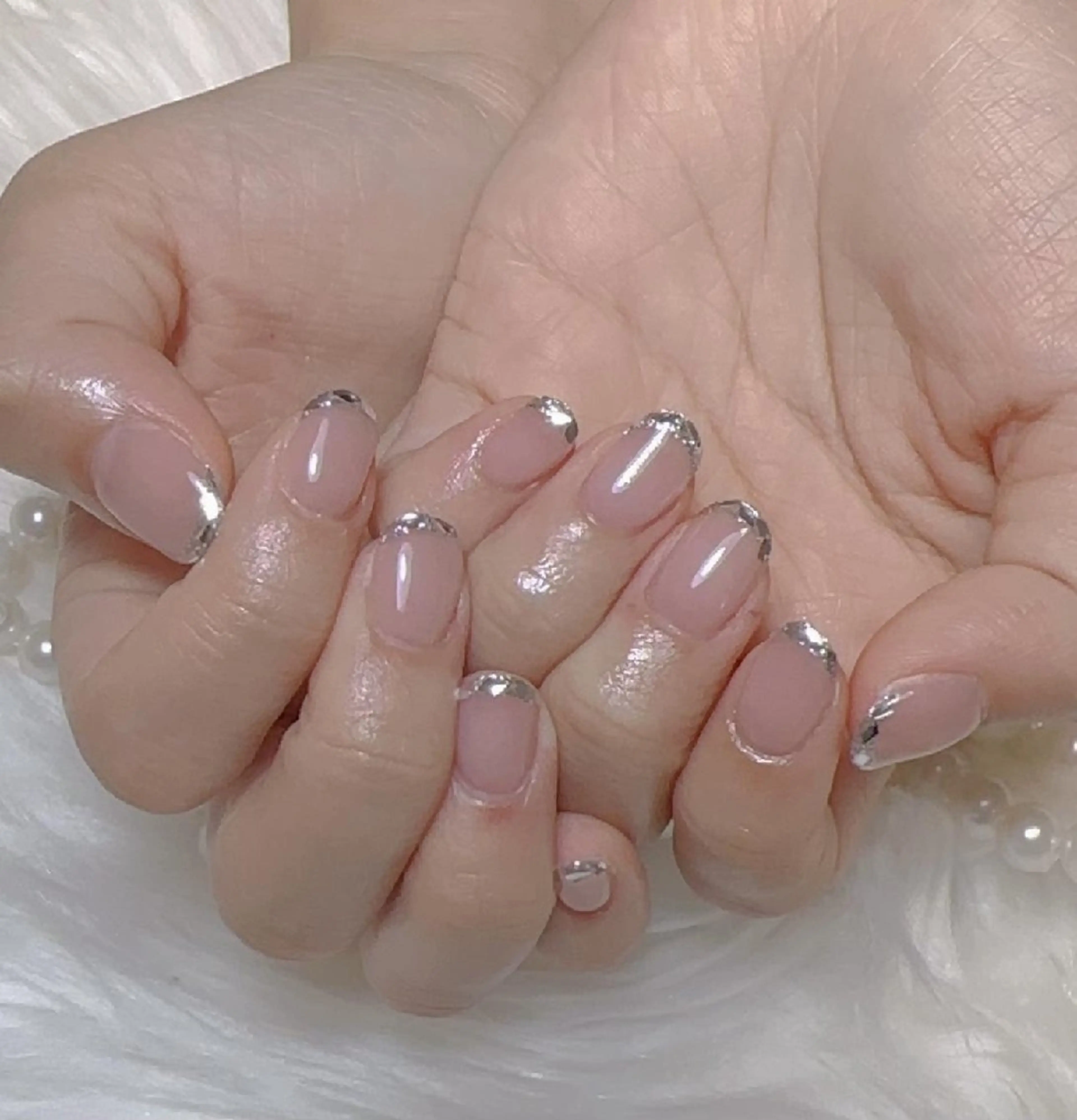 ネイル フレンチネイル ガラスフレンチ 高橋 ユキのネイルデザイン