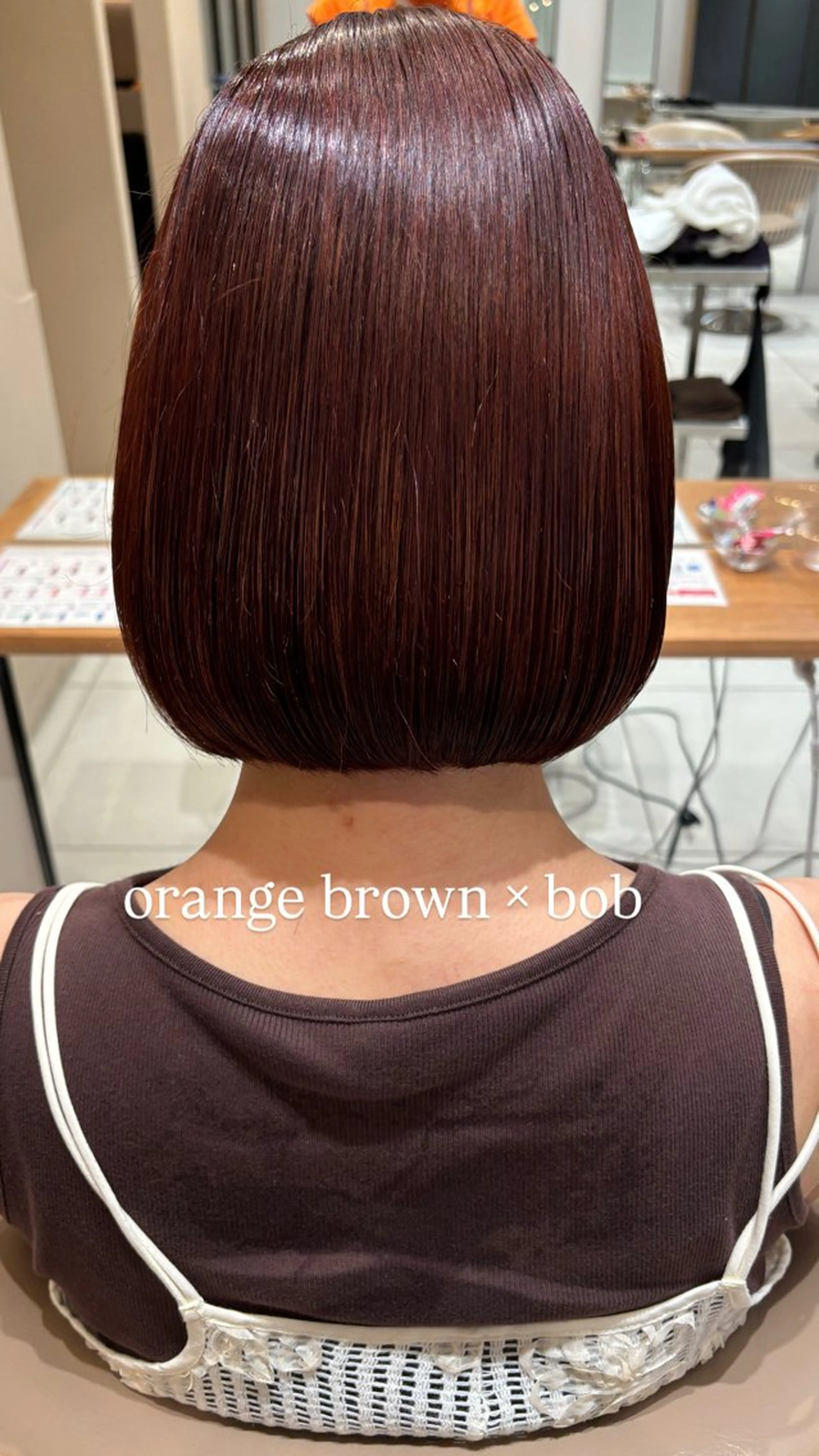 カラー オレンジ ボブ mino🌼🌈 ボブ/透明感カラーのヘアスタイル