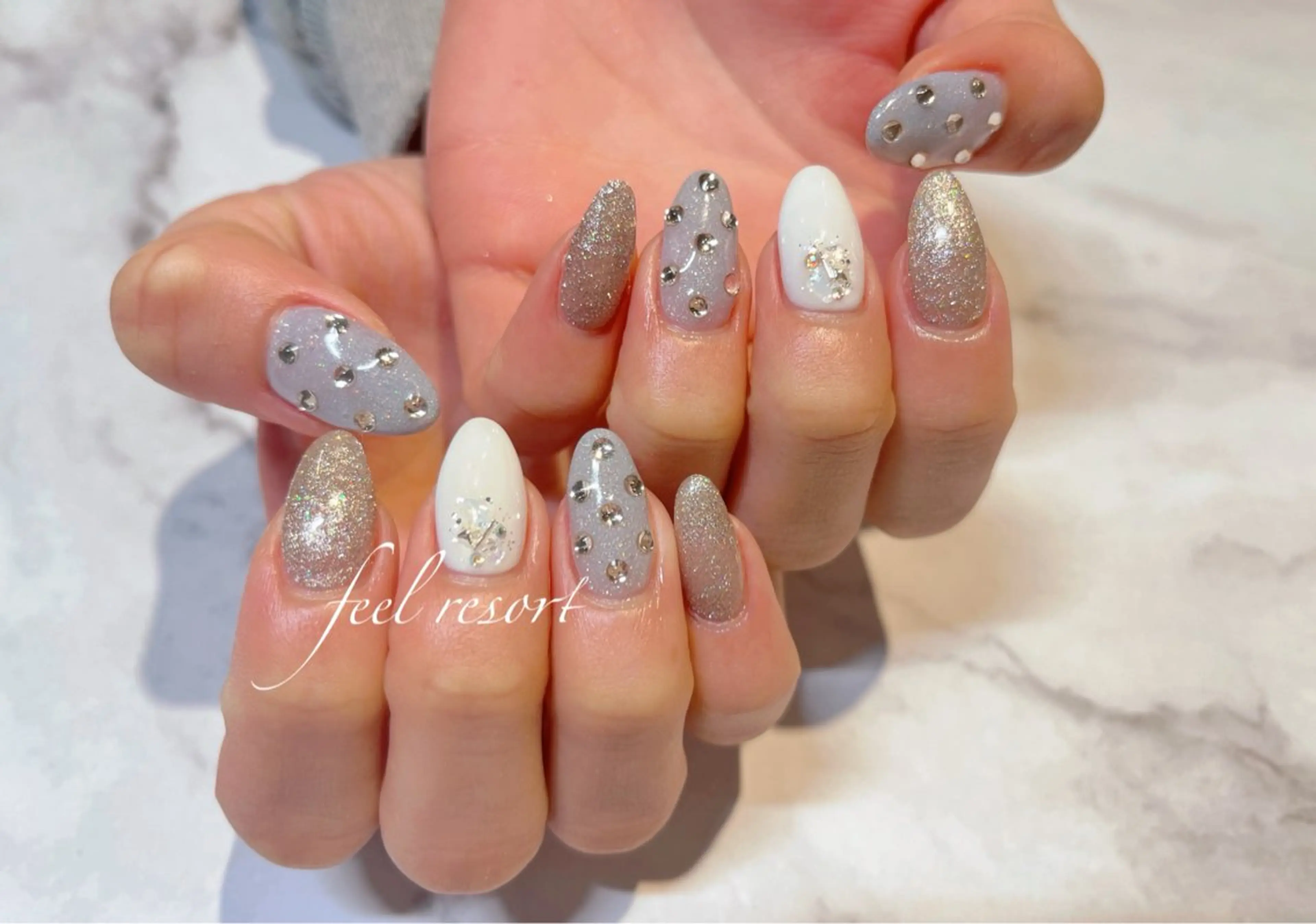 ネイル ブルー 長さ出し フラッシュネイル フットネイル フレンチネイル ハンドネイル Lien（リアン） 銀座駅6分のネイルデザイン