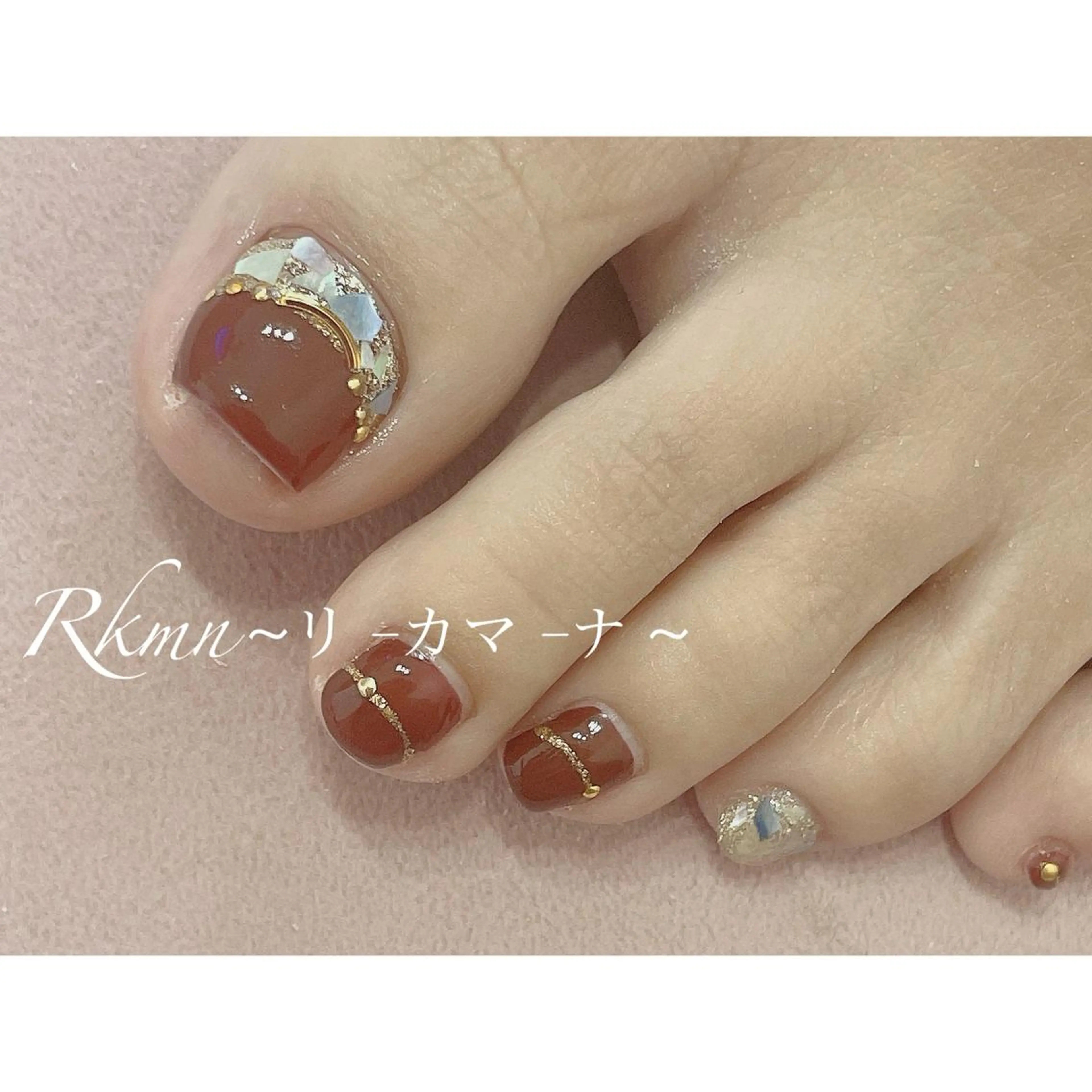 ネイル アートネイル ボルドー フットネイル フレンチネイル ラメ(グリッター) ハンドネイル フットネイル ハンドケア Rkmn ~リ-カマ-ナ~のネイルデザイン