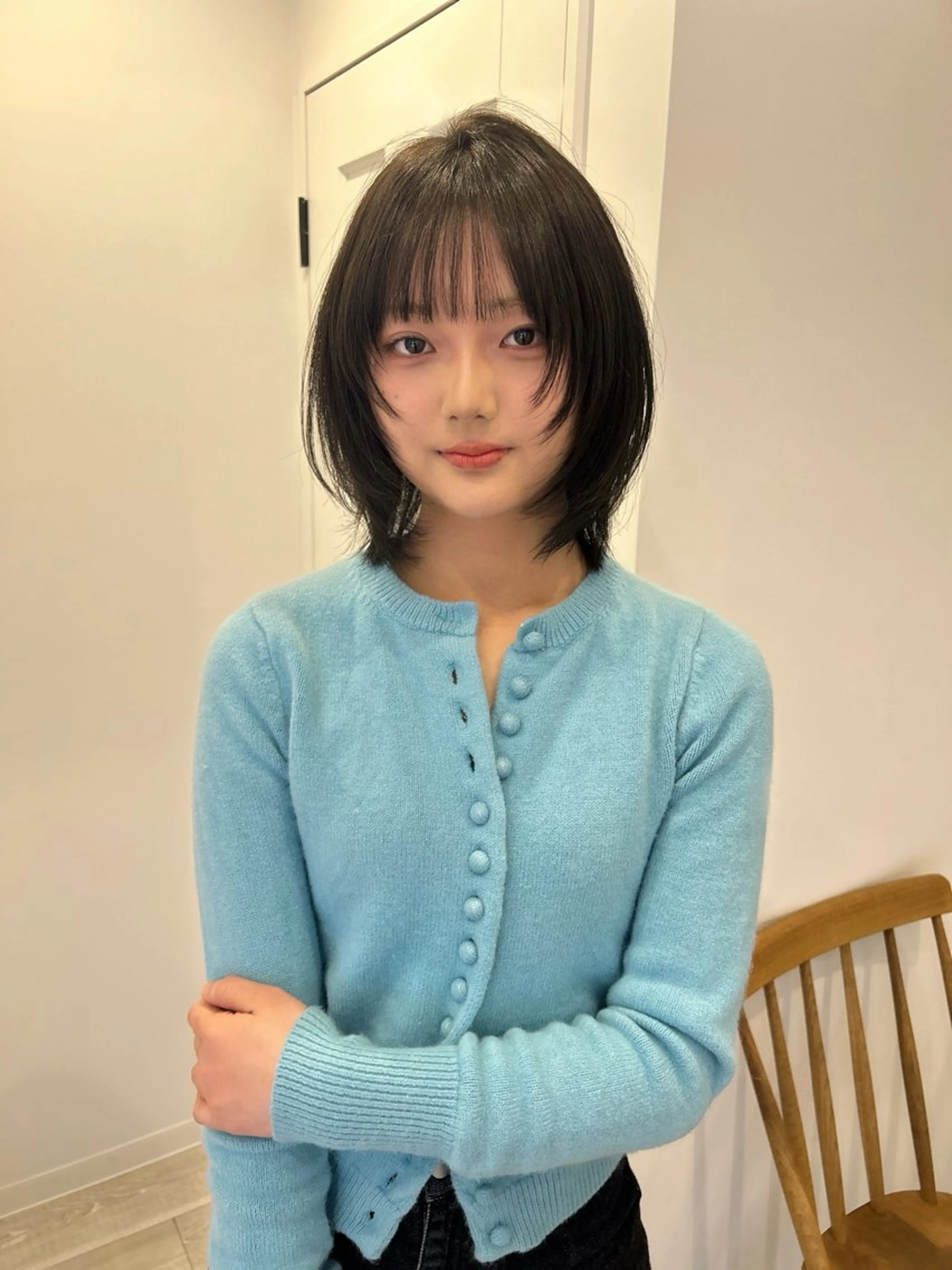 ミディアム カラー 透明感カラー 伸ばしかけ カット ヘアカラー トリートメント レイヤーカット/長岡 グレージュ/マユ🎀のヘアスタイル