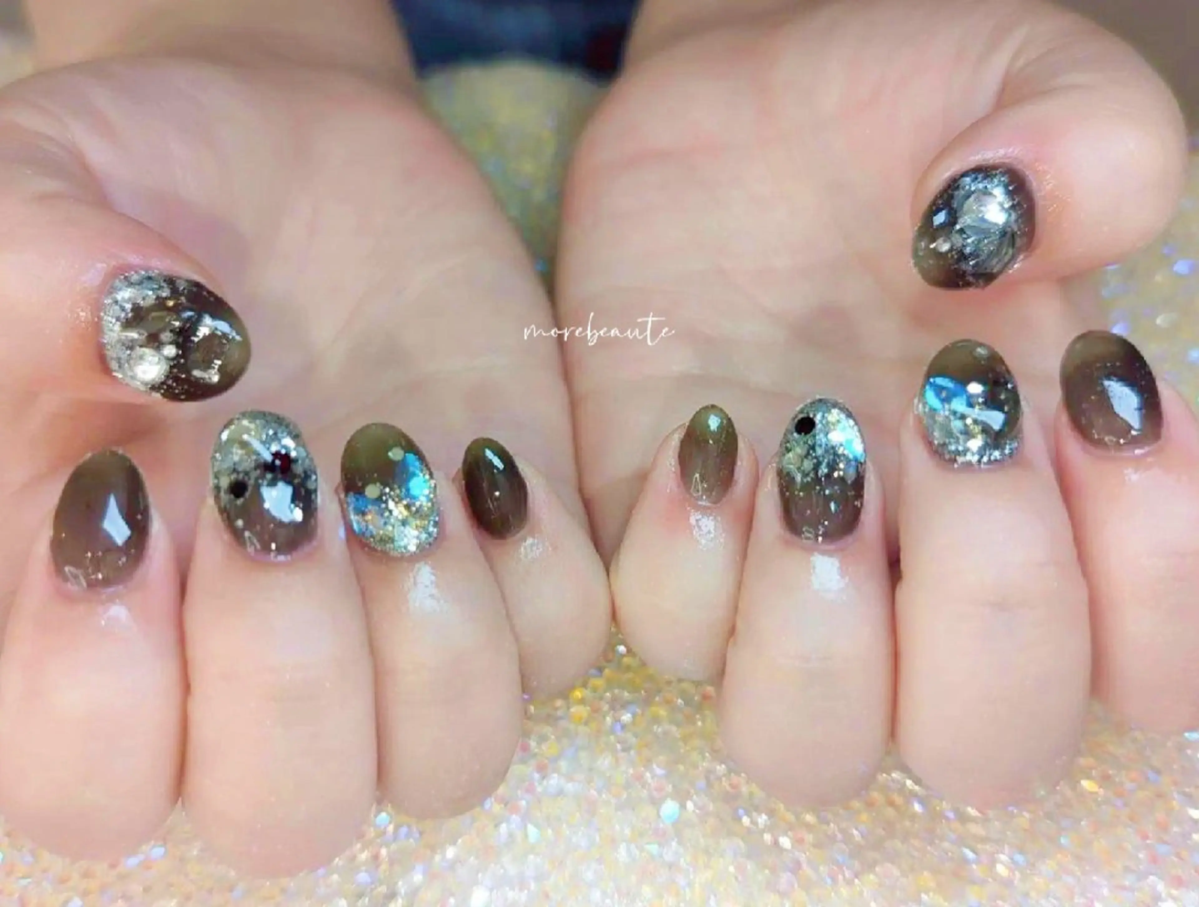 ネイル 長さ出し ジェルネイル ハート 韓国ネイル マグネットネイル ハンドネイル I LOVE ME NAIL.｡.:*♡のネイルデザイン