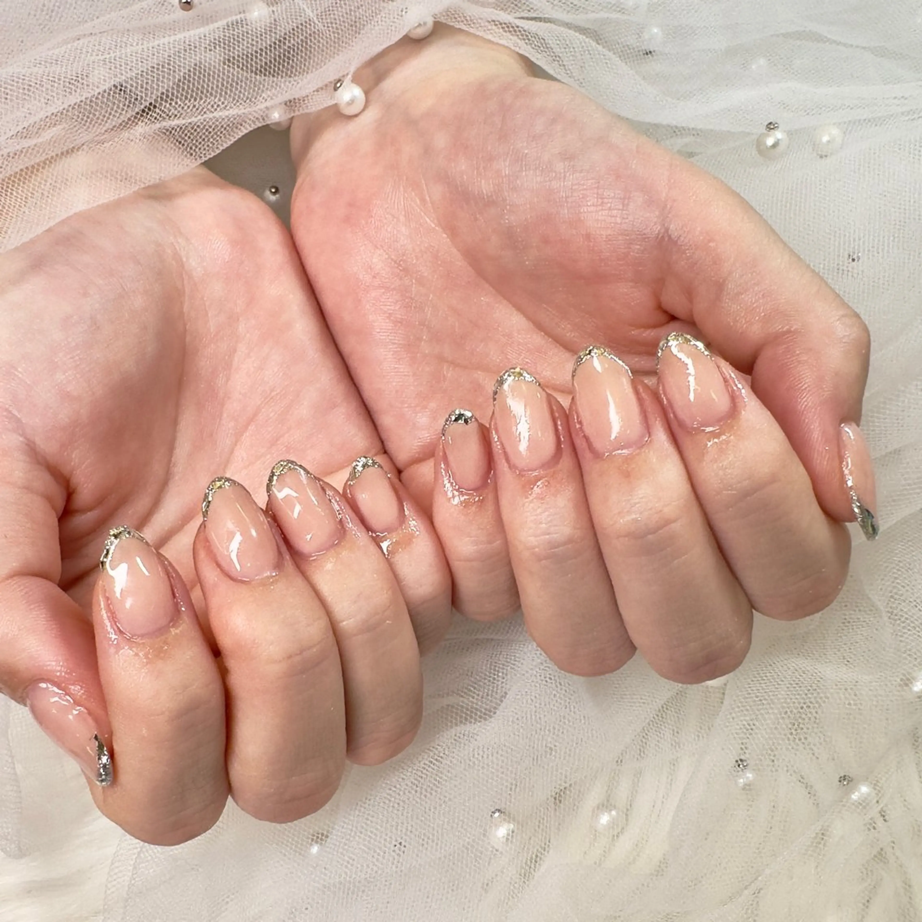 ネイル フレンチネイル ガラスフレンチ nails alienCのネイルデザイン