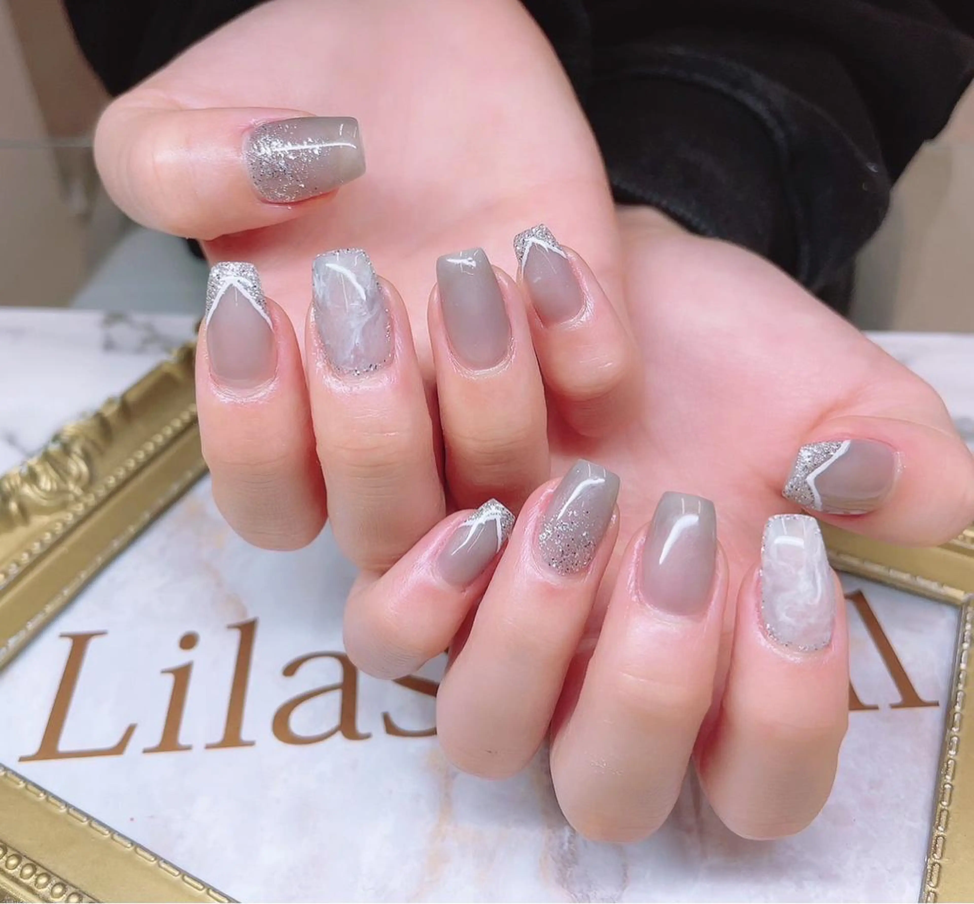 ネイル 入学式 ジェルネイル 卒業式 ハードジェル キラキラネイル Lilas Nailのネイルデザイン