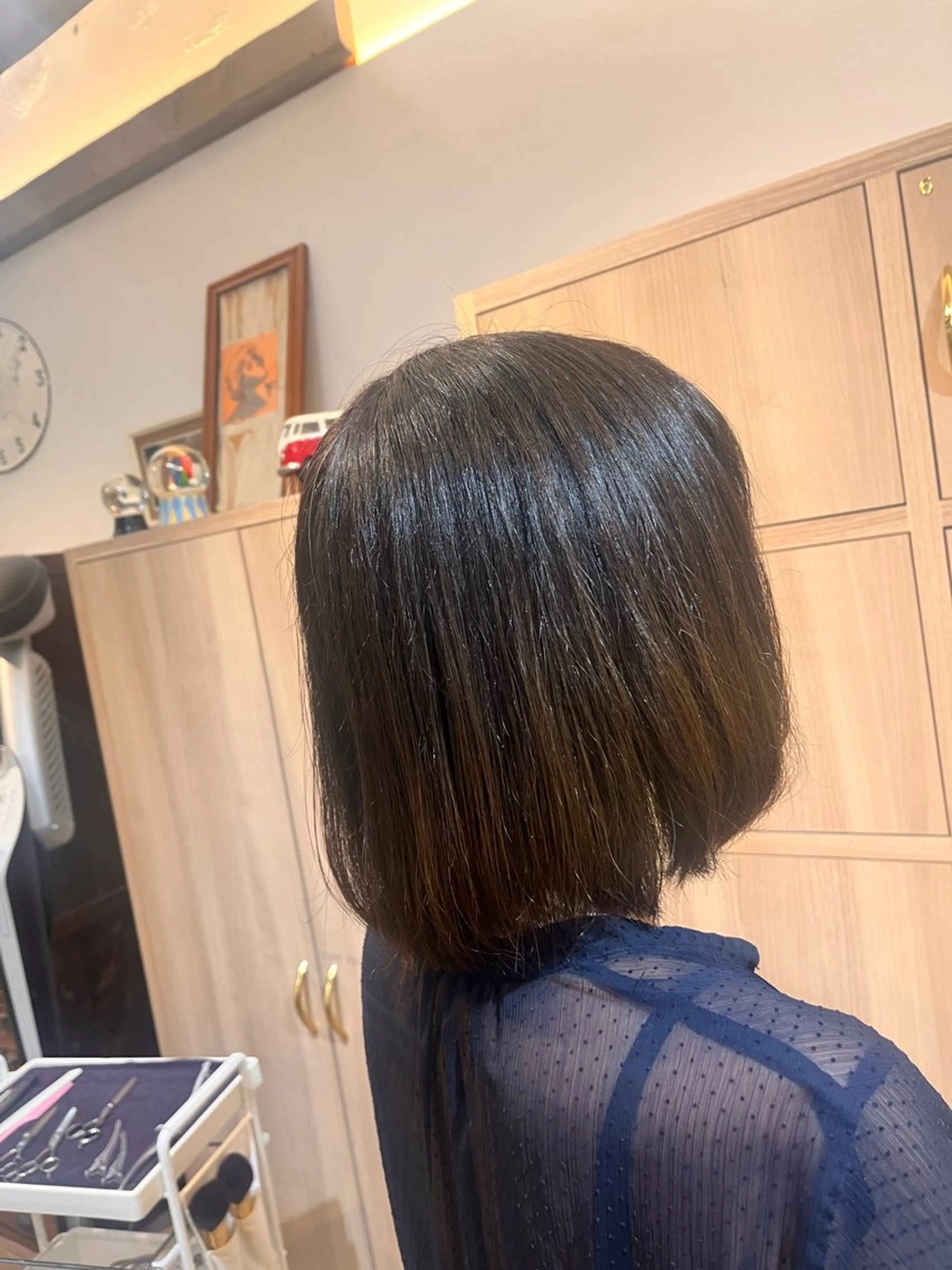 ミディアム ワンレンボブ ボブ カット 臺 佳連のヘアスタイル