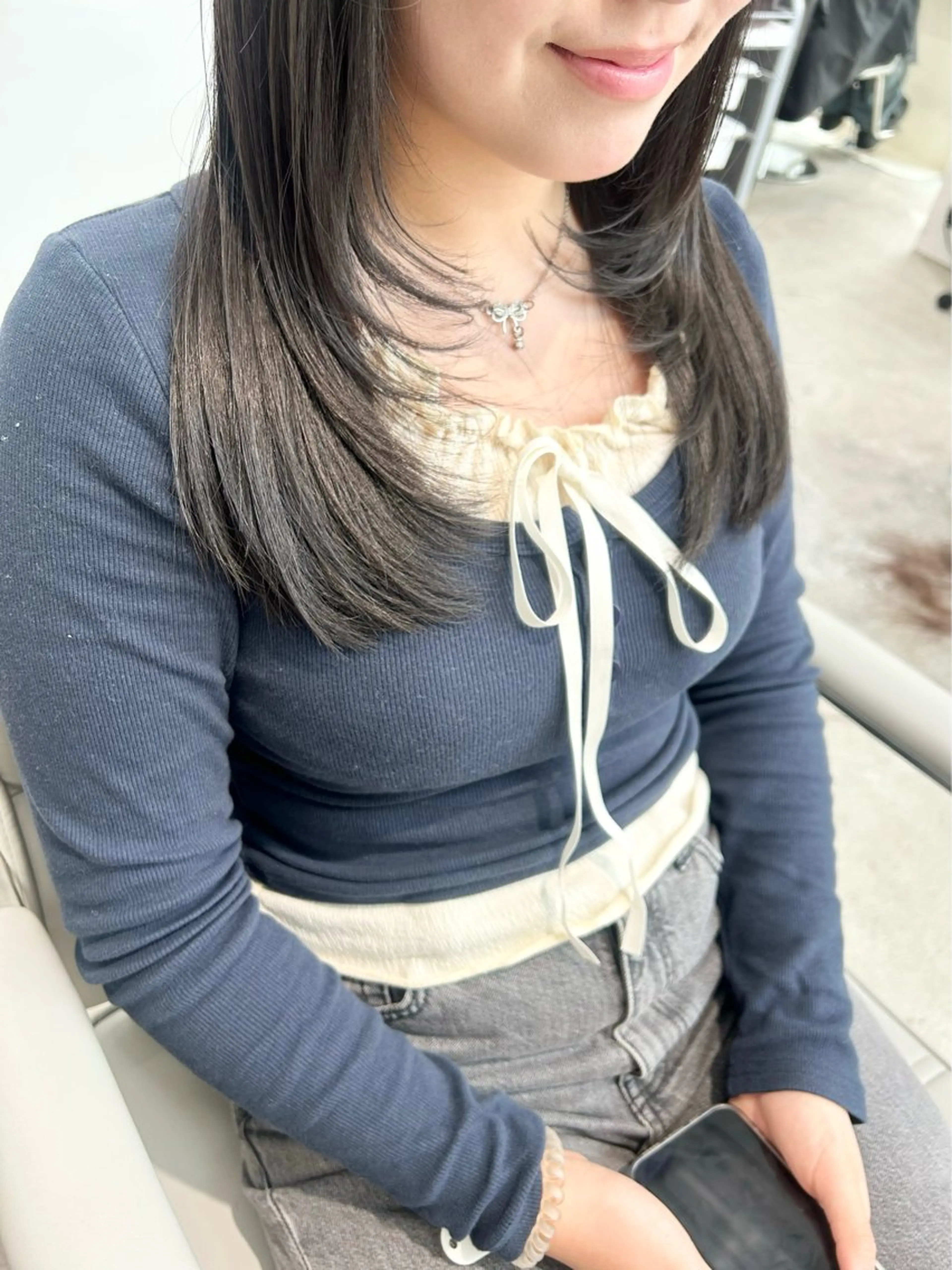 セミロング 透明感×艶髪/ 韓国レイヤー／MIOのヘアスタイル