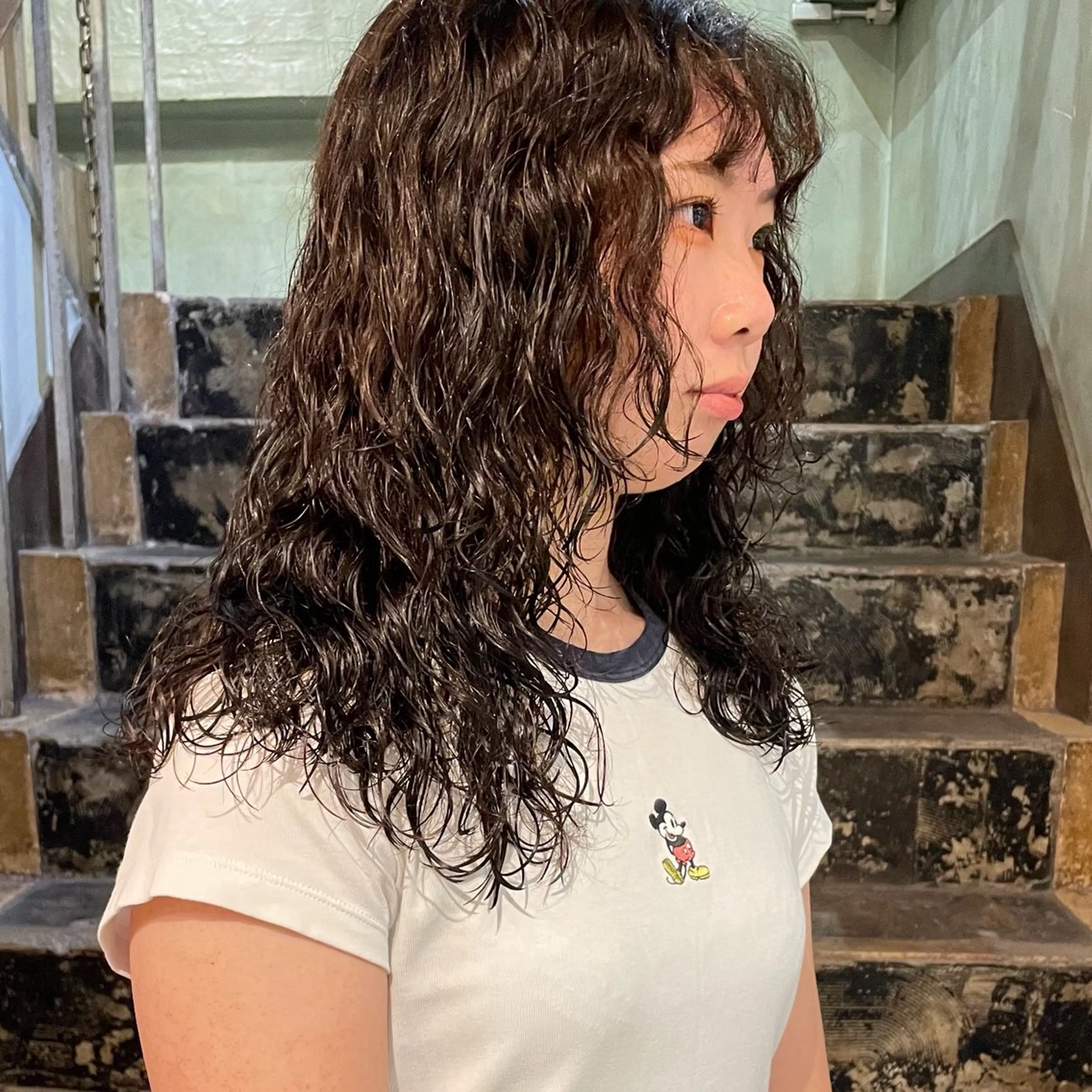 ロング パーマ カット パーマ 石坂 日果梨のヘアスタイル