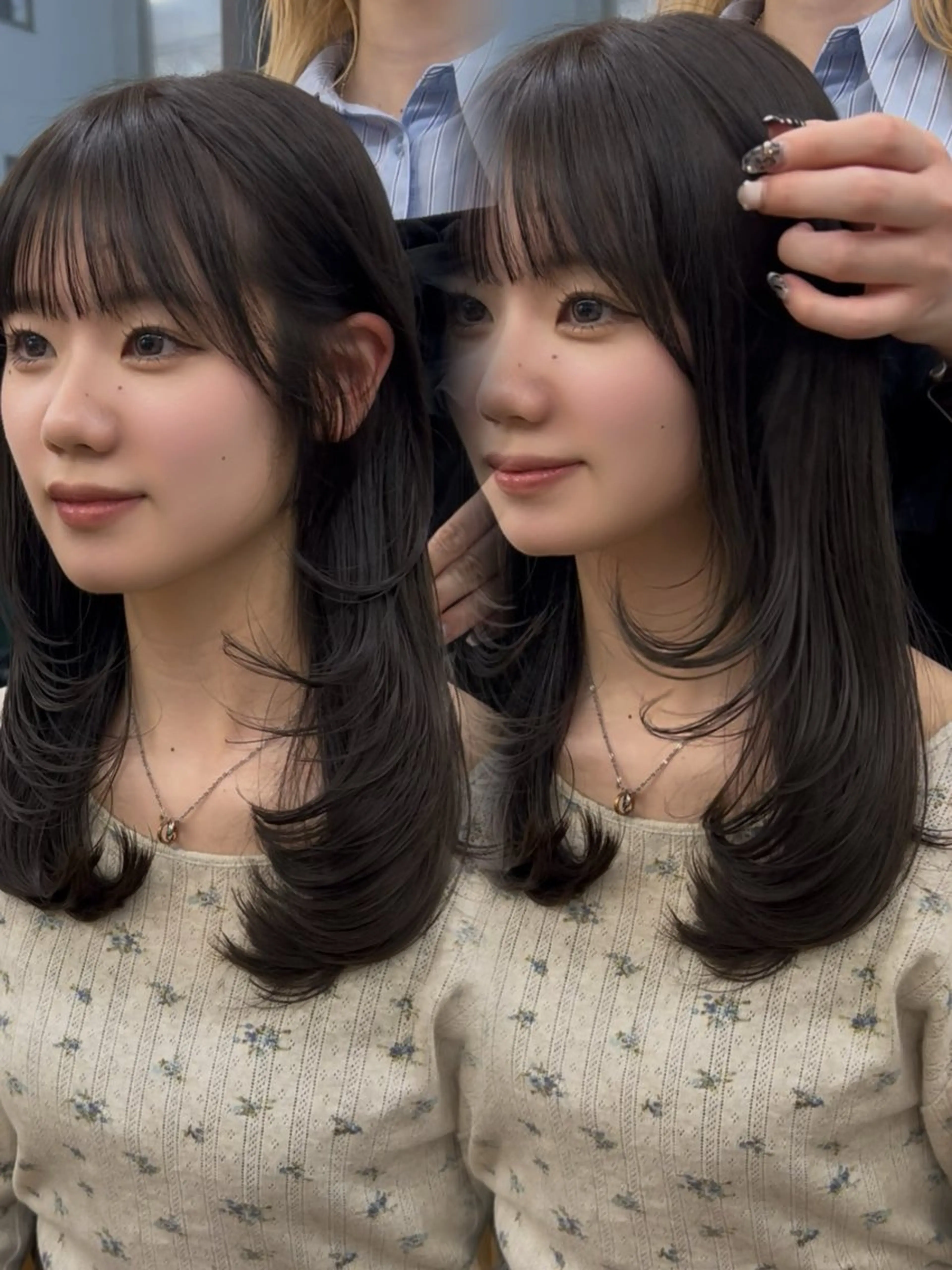 セミロング カット ヘアカラー ブリーチなしWカラー /レイヤー/セイナのヘアスタイル