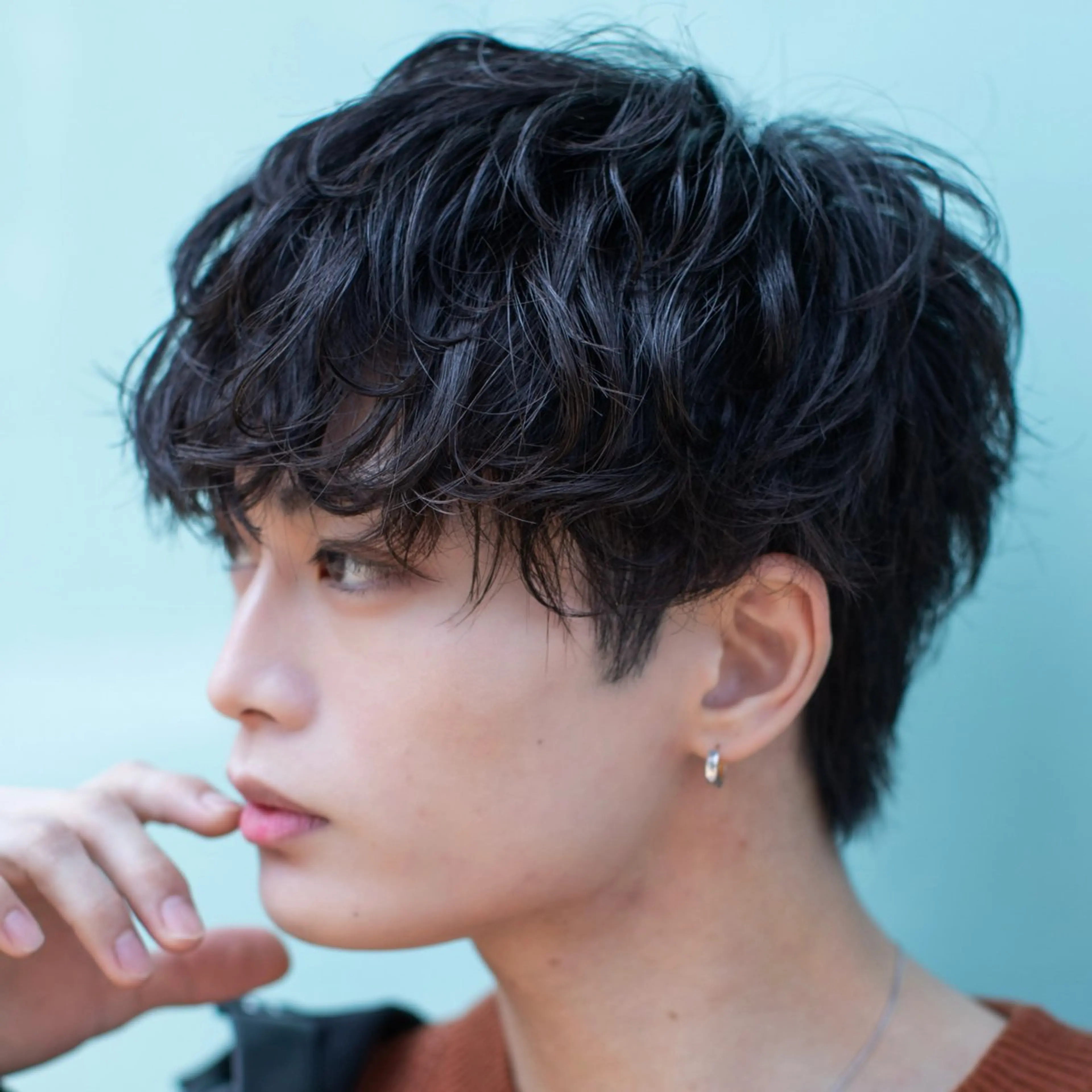 ショート カラー パーマ メンズ カット パーマ 【シャドウパーマ センターパート】義心のヘアスタイル