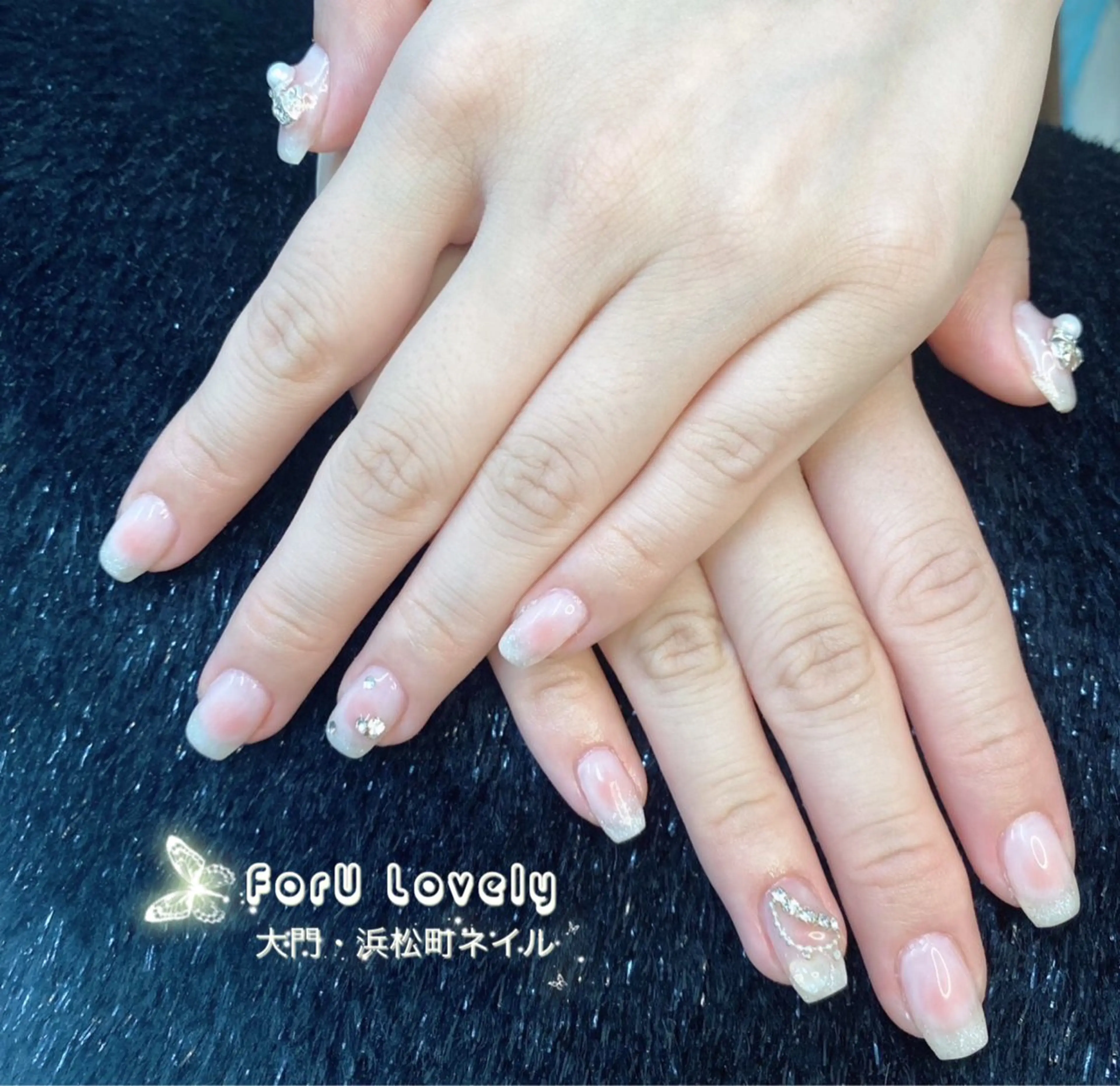 ネイル べっ甲ネイル 長さ出し フレンチネイル ジェルネイル 韓国ネイル 大門浜松町 ネイルのネイルデザイン