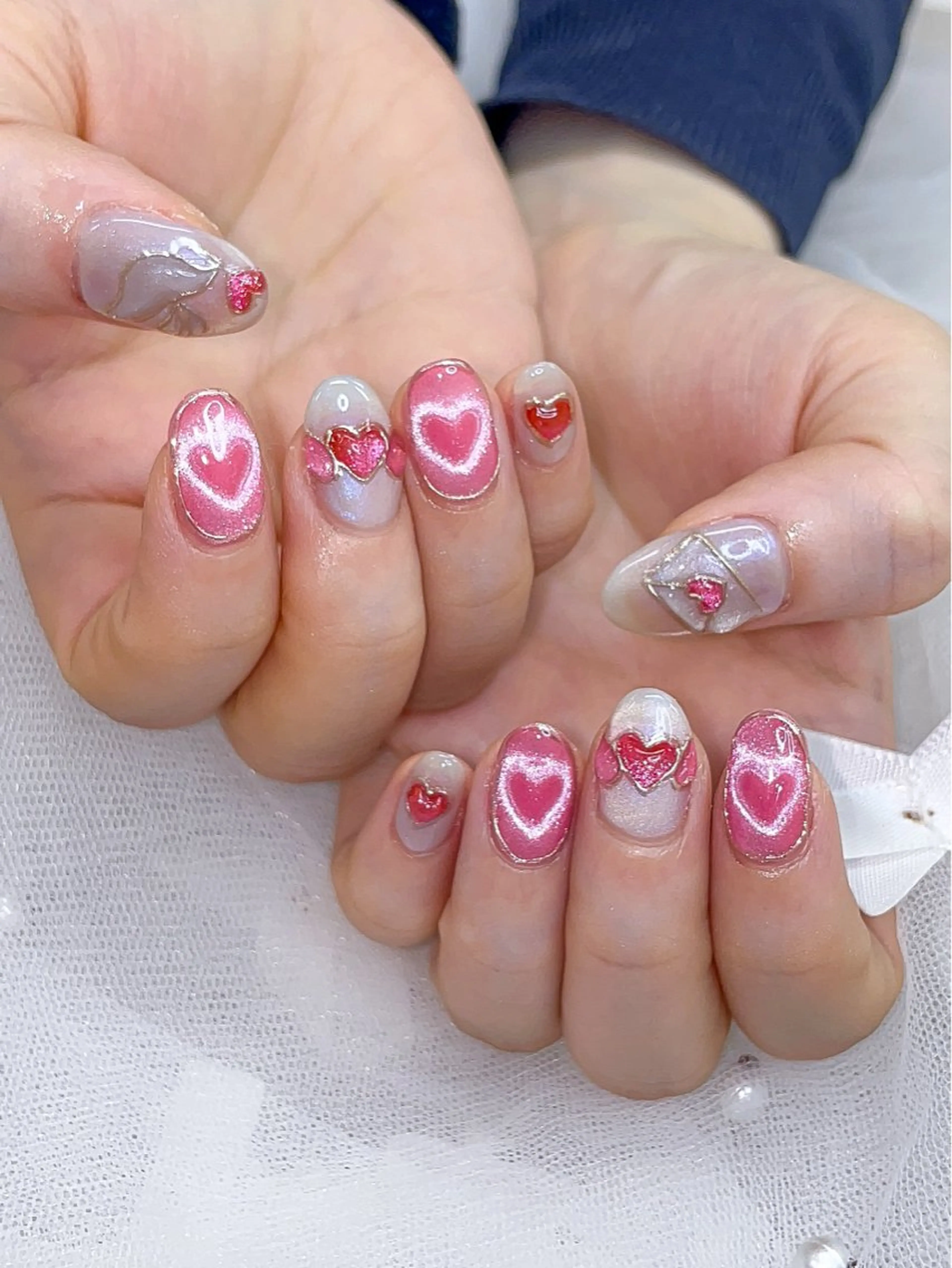 ネイル ハート ハンドネイル 五十嵐 美智のネイルデザイン