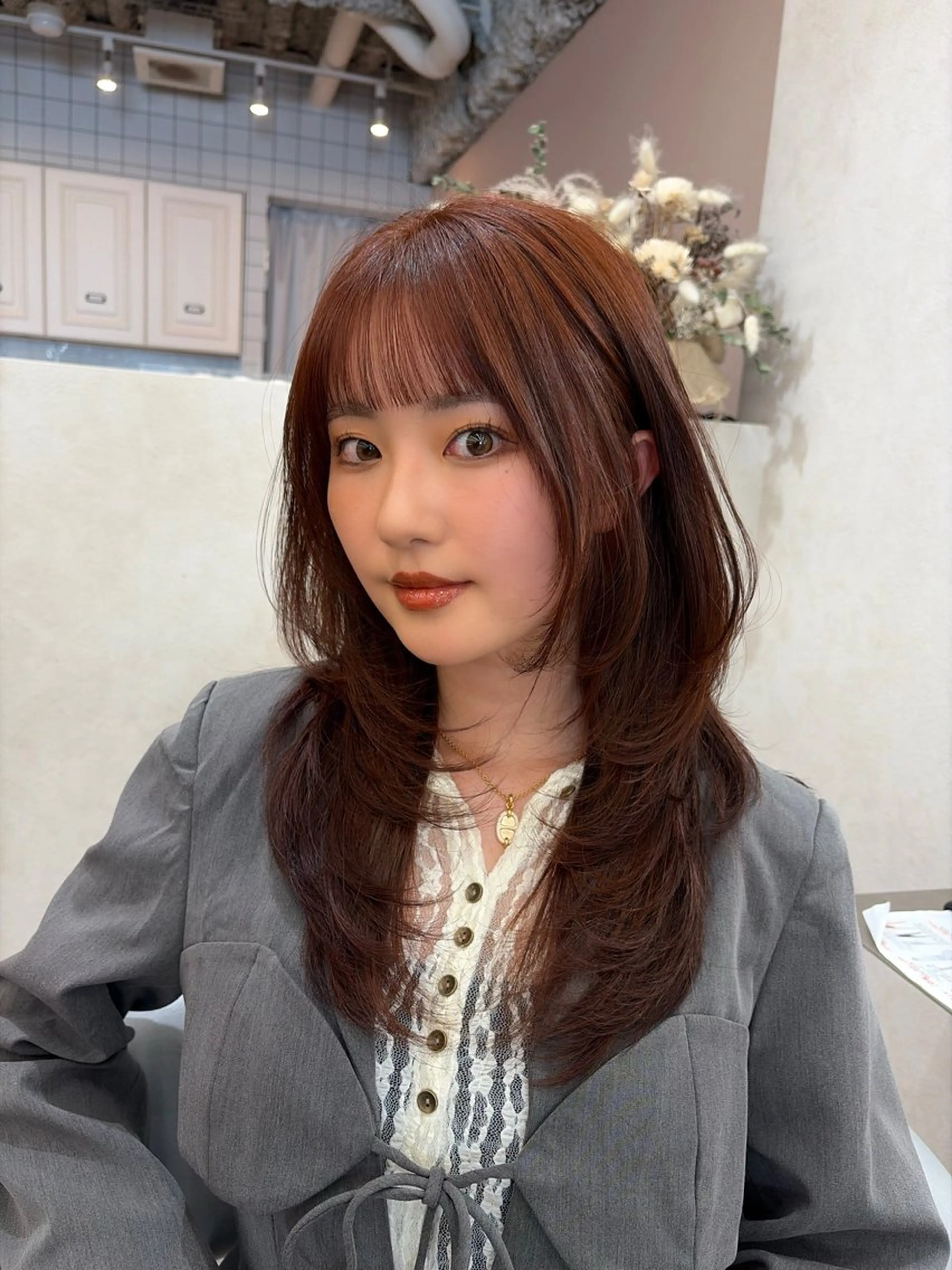 ミディアム カラー シールエクステ エクステ 髪質改善 韓国風ヘア レイヤーカット 新宿/韓国風レイヤー エクステ/YUTOのヘアスタイル